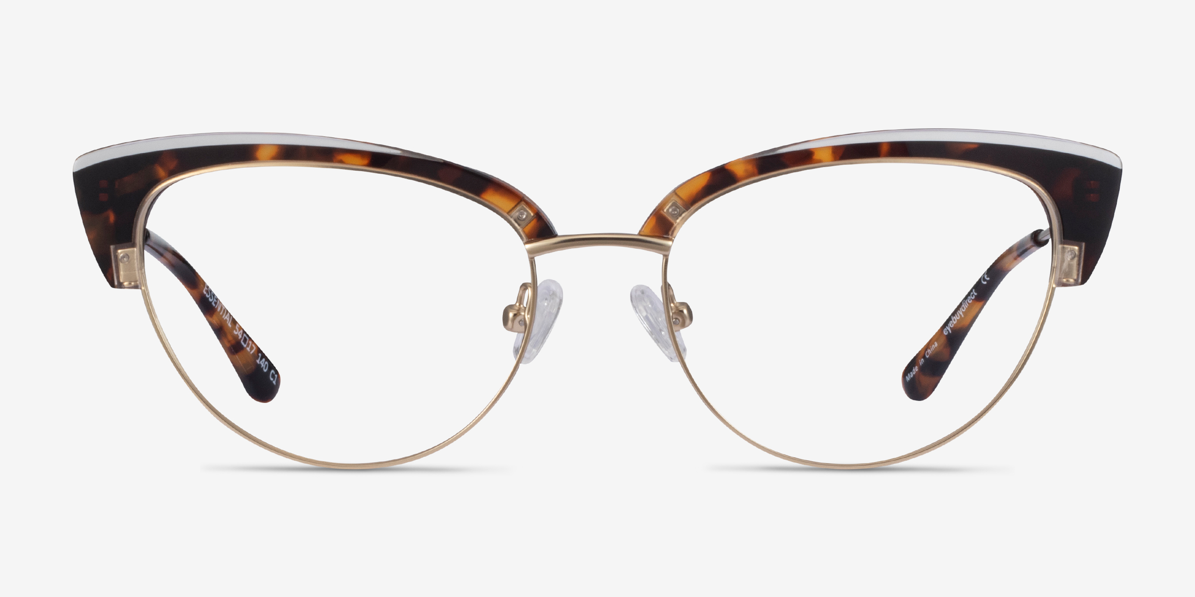 Essential Tortoise & Gold Acetate-metalMontures de lunettes de vue d'EyeBuyDirect, Vue de Face