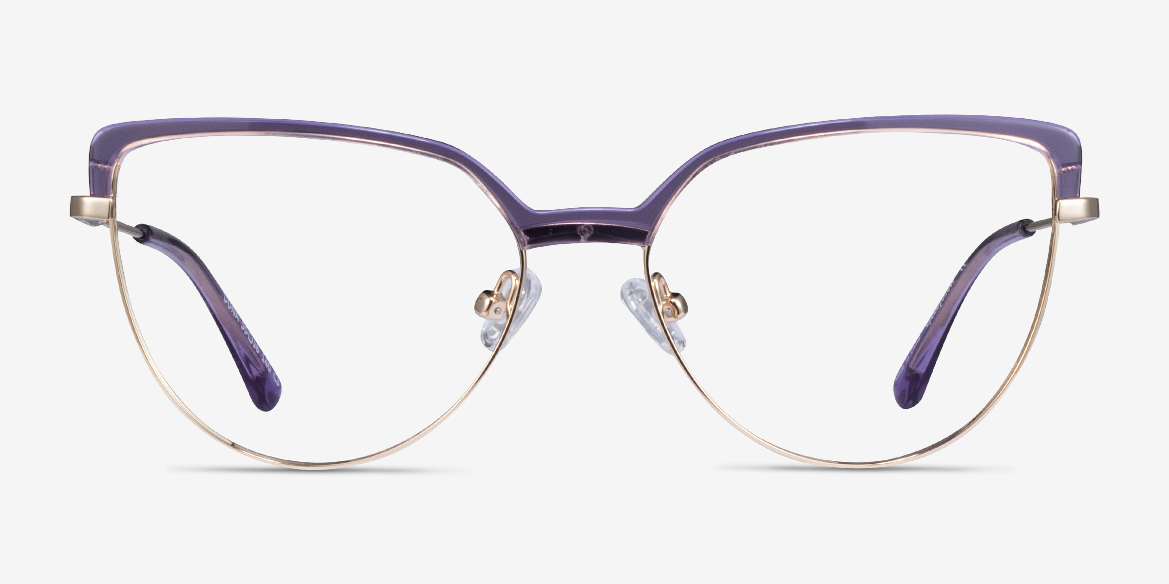 Dona Clear Purple & Gold Acetate-metalMontures de lunettes de vue d'EyeBuyDirect, Vue de Face