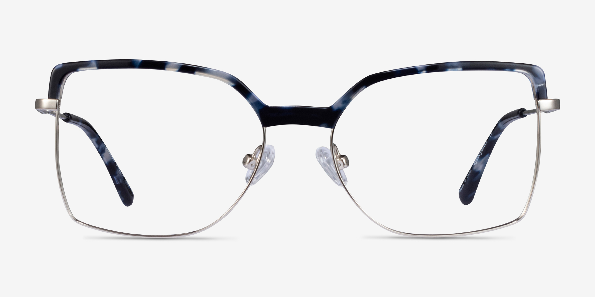 Further Blue Floral & Silver Acetate-metalMontures de lunettes de vue d'EyeBuyDirect, Vue de Face
