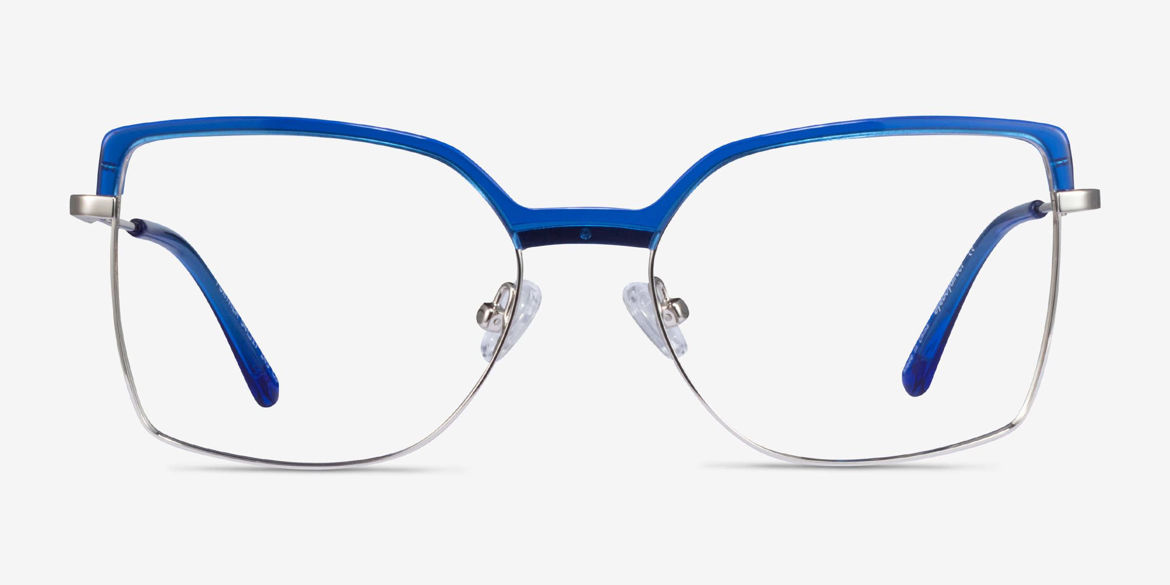 Further Blue & Silver Acetate-metalMontures de lunettes de vue d'EyeBuyDirect, Vue de Face