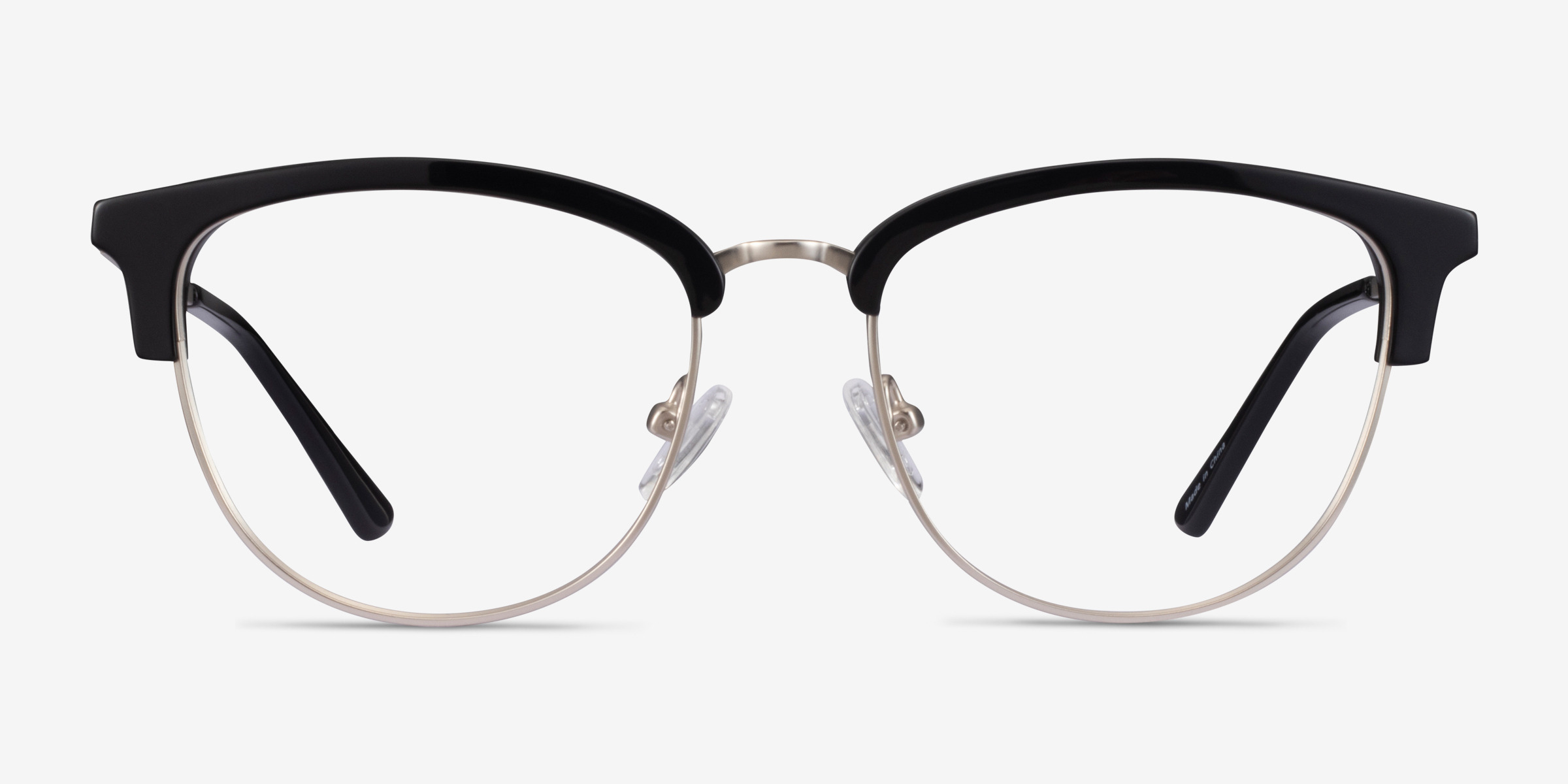 Sophisticated Black & Silver Acetate-metalMontures de lunettes de vue d'EyeBuyDirect, Vue de Face