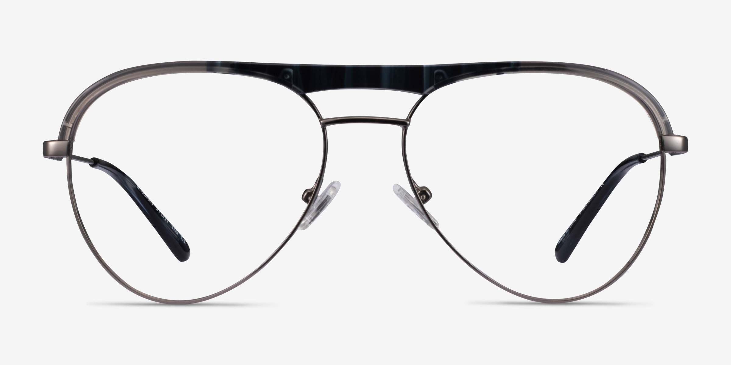 Mission Blue Striped & Gunmetal Acetate-metalMontures de lunettes de vue d'EyeBuyDirect, Vue de Face