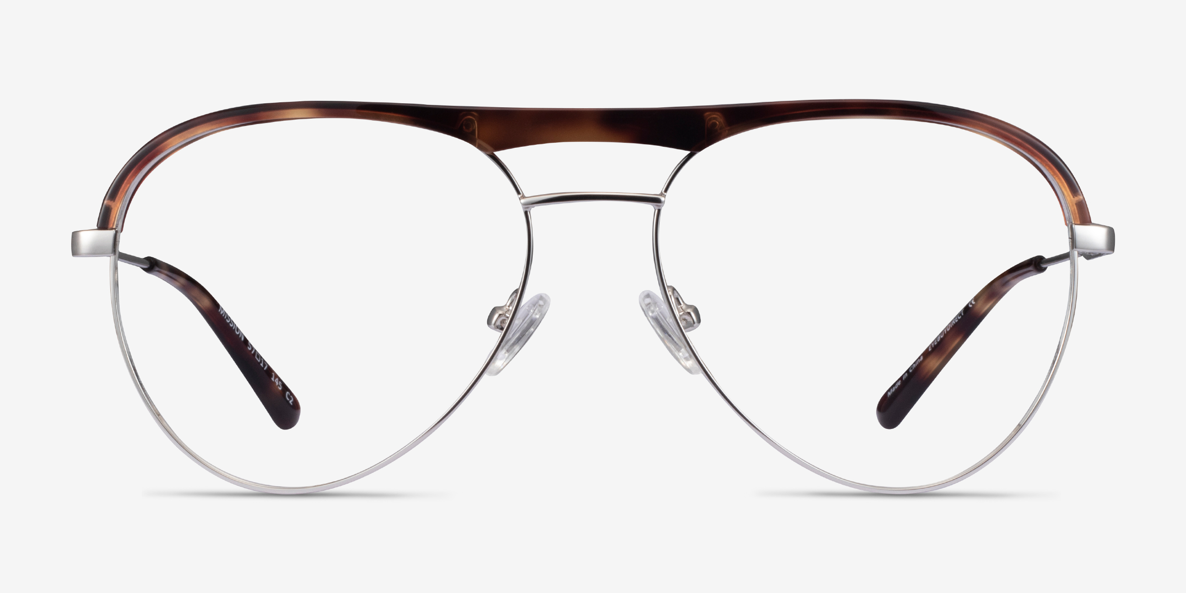 Mission Tortoise & Silver Acetate-metalMontures de lunettes de vue d'EyeBuyDirect, Vue de Face