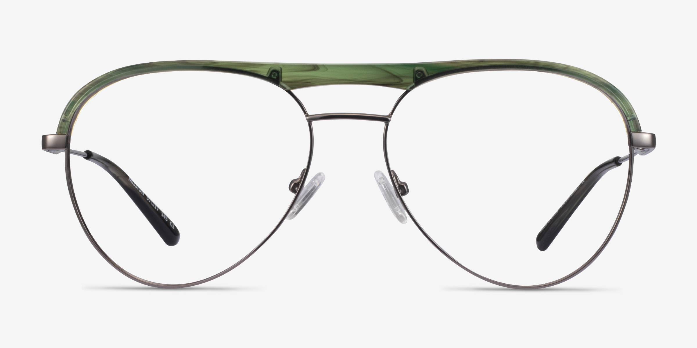 Mission Green Striped & Gunmetal Acetate-metalMontures de lunettes de vue d'EyeBuyDirect, Vue de Face