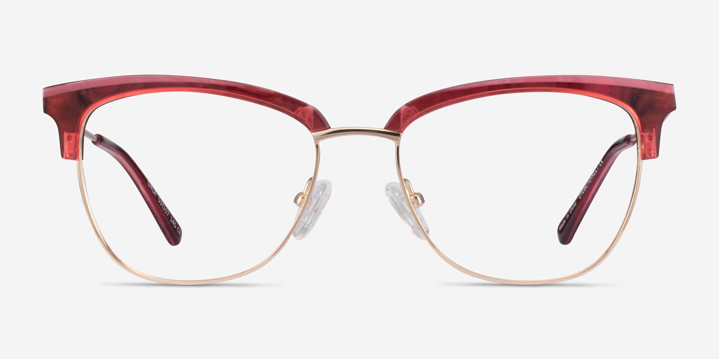 Gala Raspberry & Gold Acetate-metalMontures de lunettes de vue d'EyeBuyDirect, Vue de Face