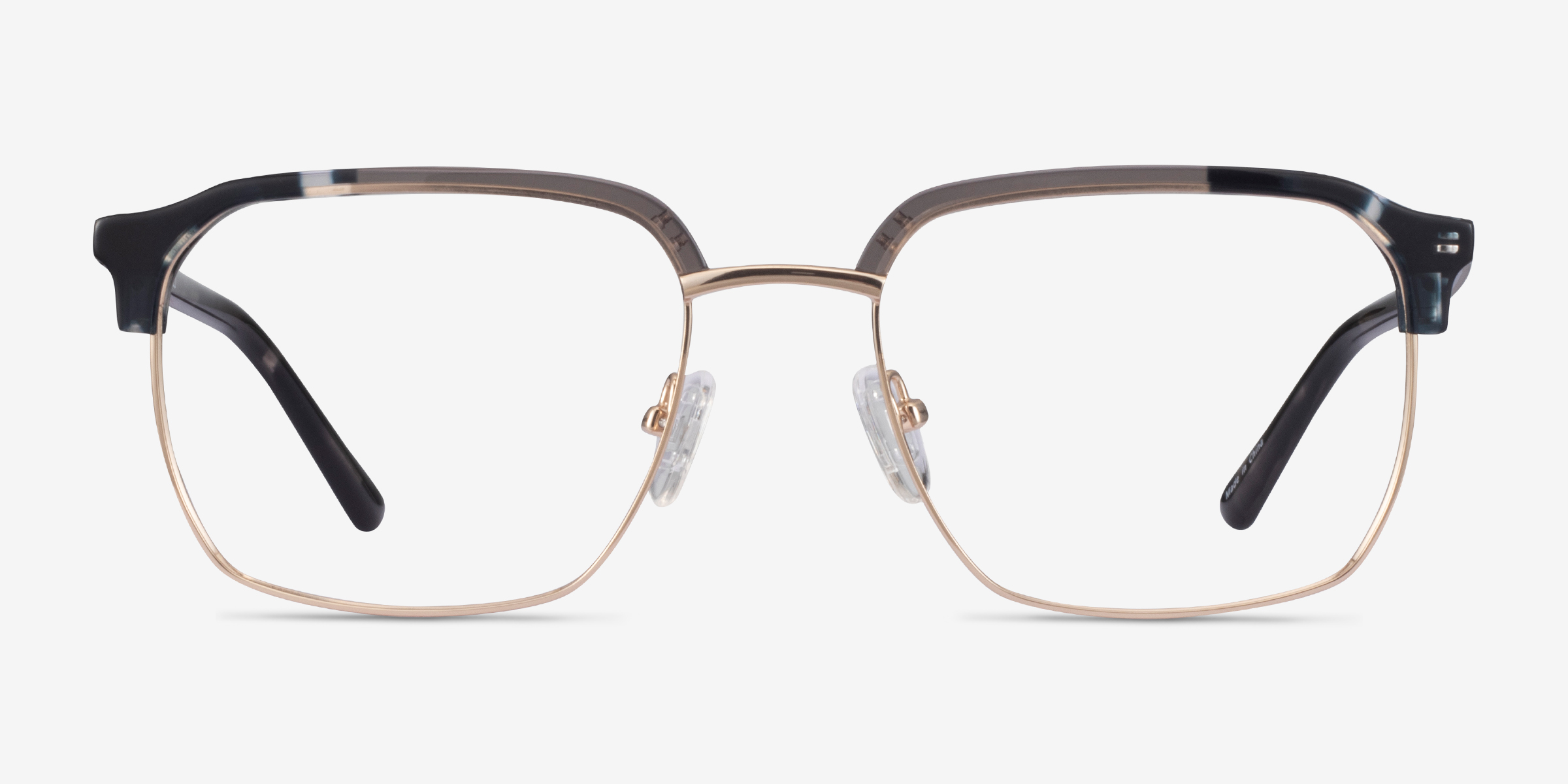 Break Gray Striped & Gold Acetate-metalMontures de lunettes de vue d'EyeBuyDirect, Vue de Face