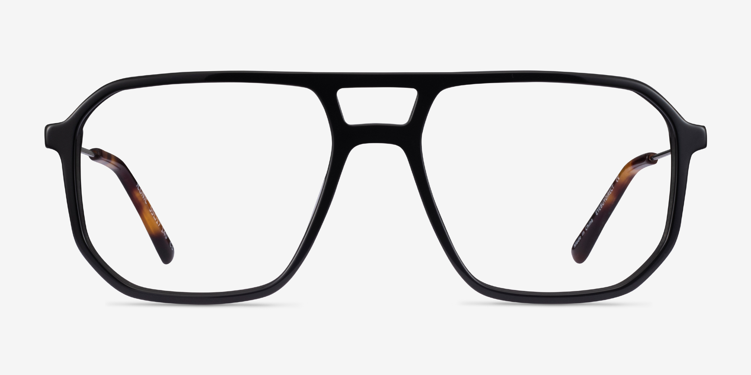 Iconic Black & Silver Acetate-metalMontures de lunettes de vue d'EyeBuyDirect, Vue de Face
