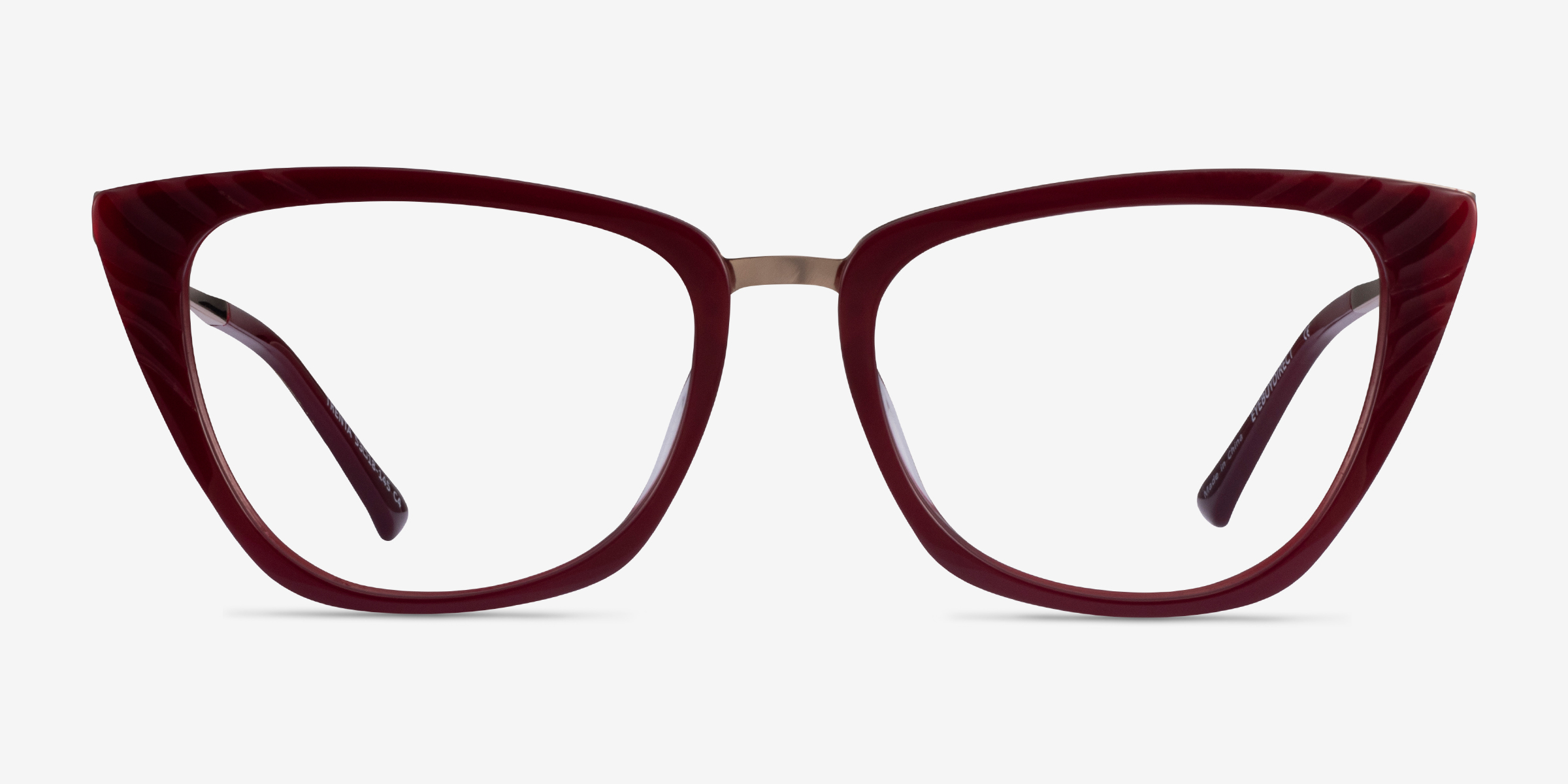 Trenta Burgundy Gold MétalMontures de lunettes de vue d'EyeBuyDirect, Vue de Face