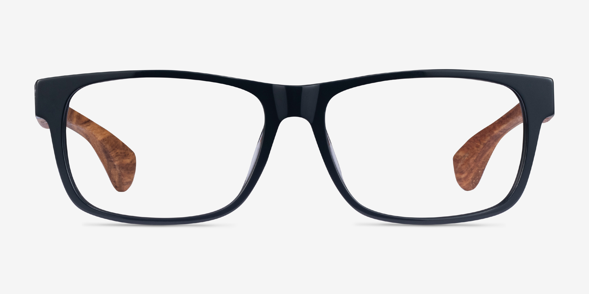 Taiga Dark Gray & Wood Wood-textureMontures de lunettes de vue d'EyeBuyDirect, Vue de Face