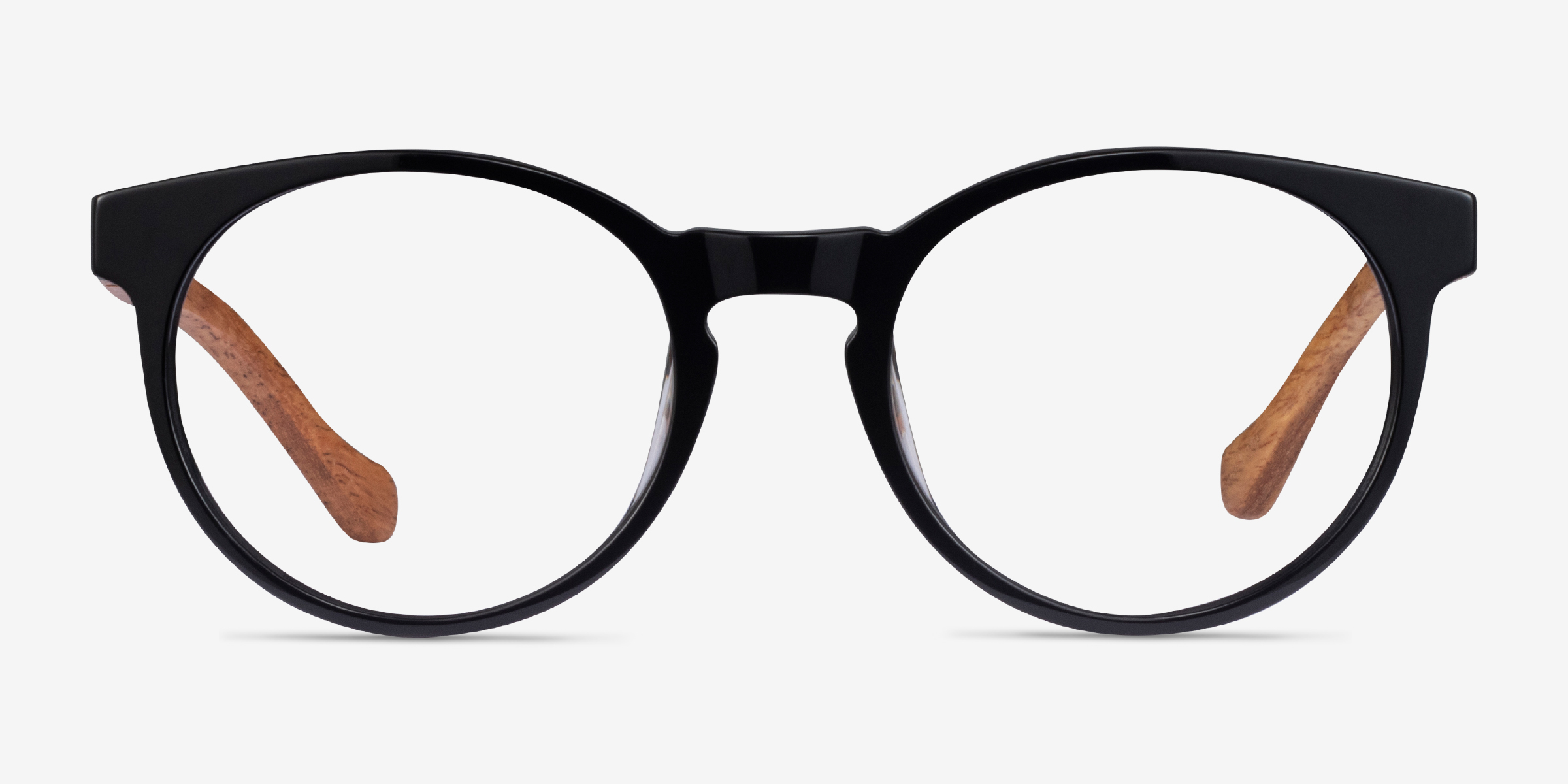 Everglades Black & Wood Wood-textureMontures de lunettes de vue d'EyeBuyDirect, Vue de Face