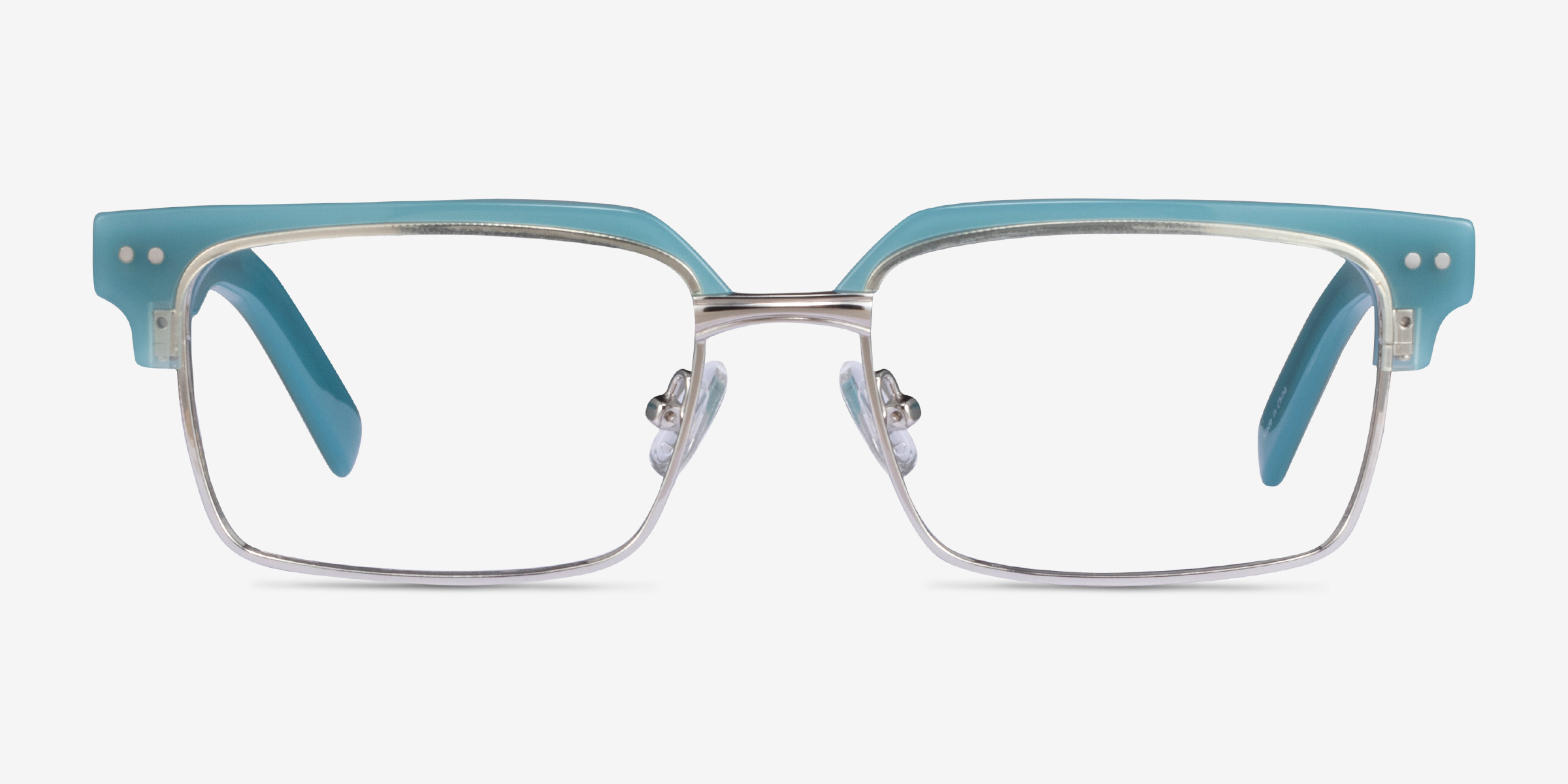 Byron Blue Silver MétalMontures de lunettes de vue d'EyeBuyDirect, Vue de Face