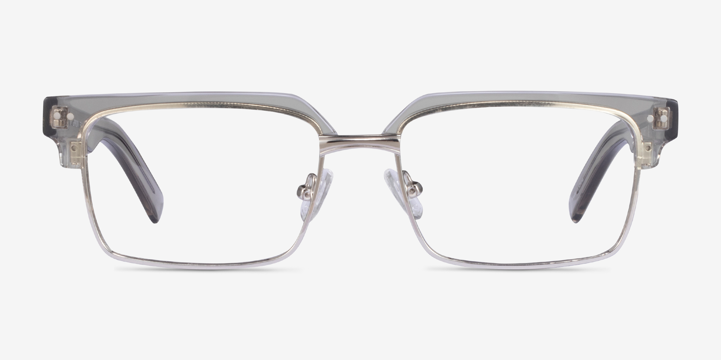 Byron Clear Gray Silver MétalMontures de lunettes de vue d'EyeBuyDirect, Vue de Face