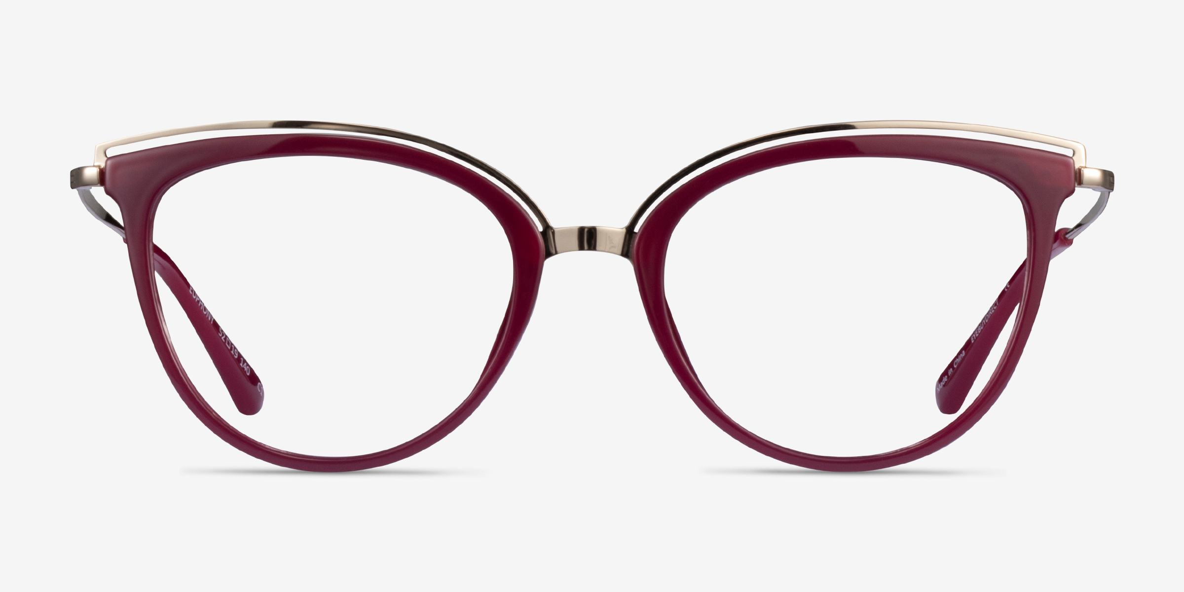Euphony Burgundy Gold MétalMontures de lunettes de vue d'EyeBuyDirect, Vue de Face