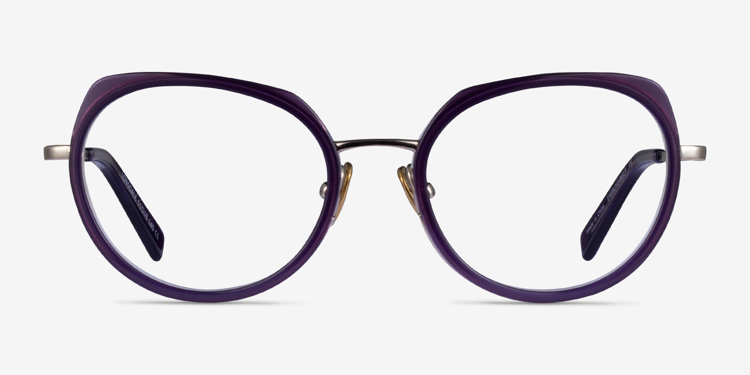 Lonsdale Clear Purple Light Gold MétalMontures de lunettes de vue d'EyeBuyDirect, Vue de Face