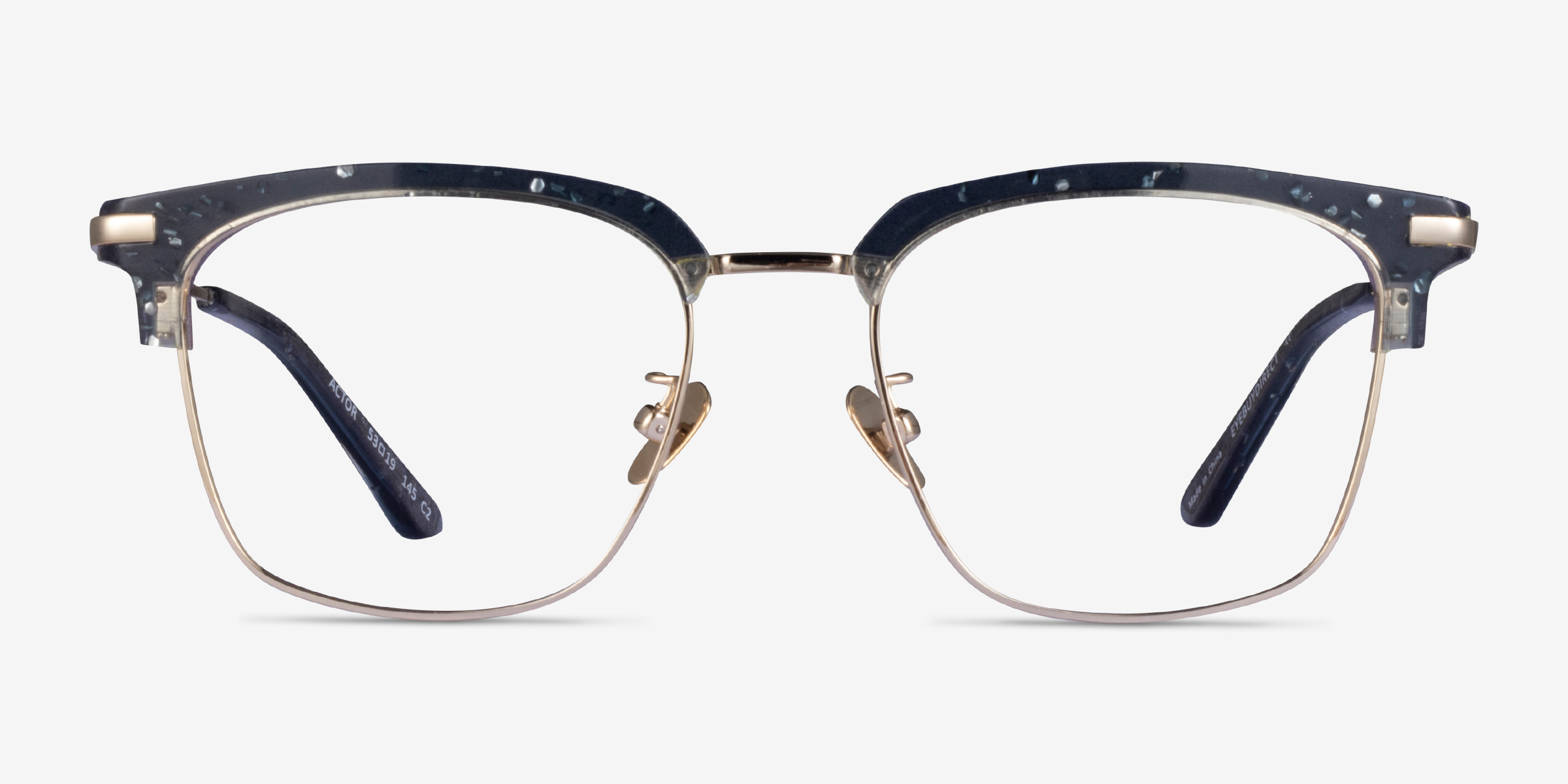 Actor Gray Gold MétalMontures de lunettes de vue d'EyeBuyDirect, Vue de Face