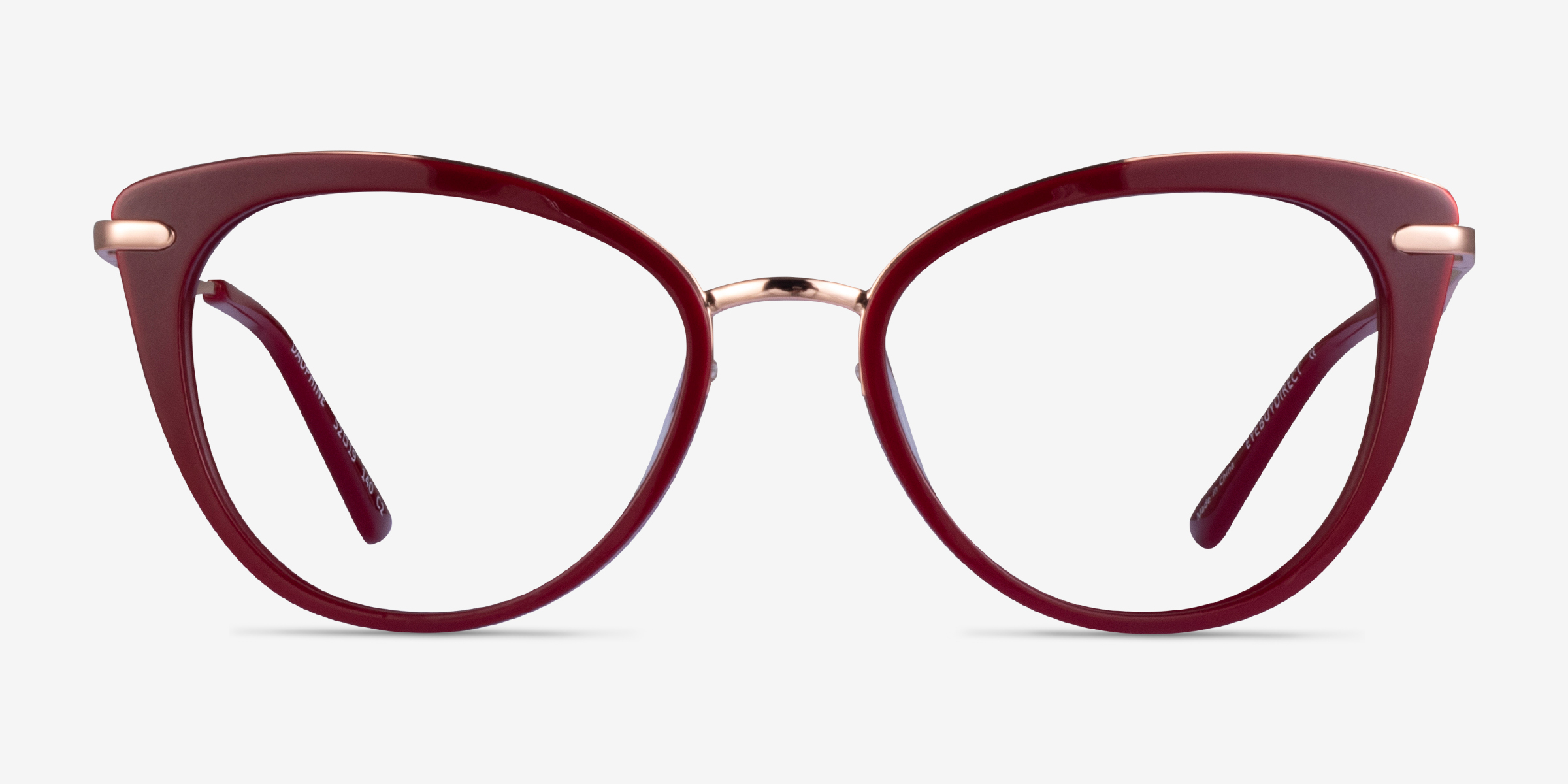 Dauphine Burgundy Rose Gold MétalMontures de lunettes de vue d'EyeBuyDirect, Vue de Face
