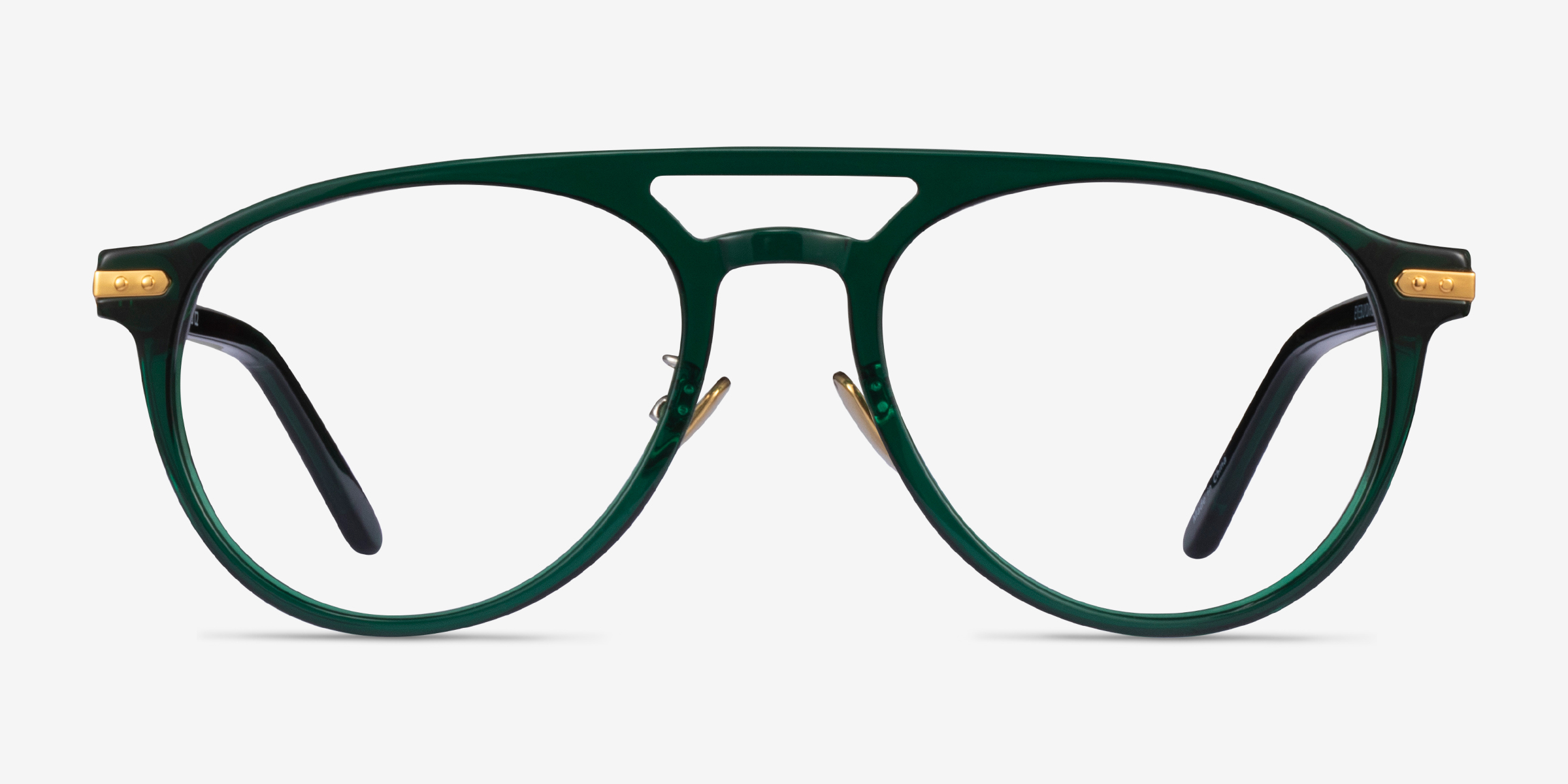 Aston Dark Green Gold MétalMontures de lunettes de vue d'EyeBuyDirect, Vue de Face