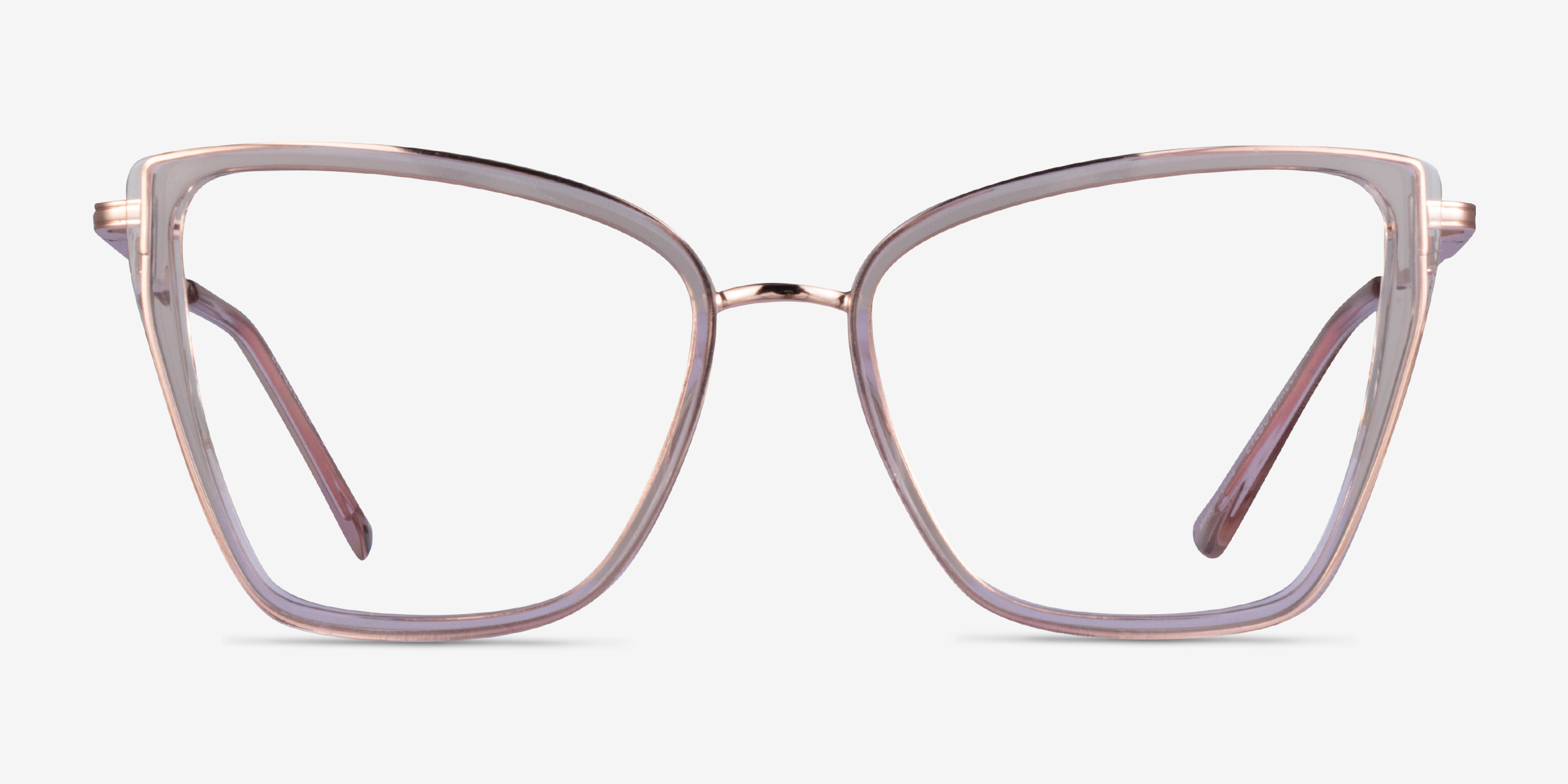 Jacqueline Clear Champagne Rose Gold MétalMontures de lunettes de vue d'EyeBuyDirect, Vue de Face