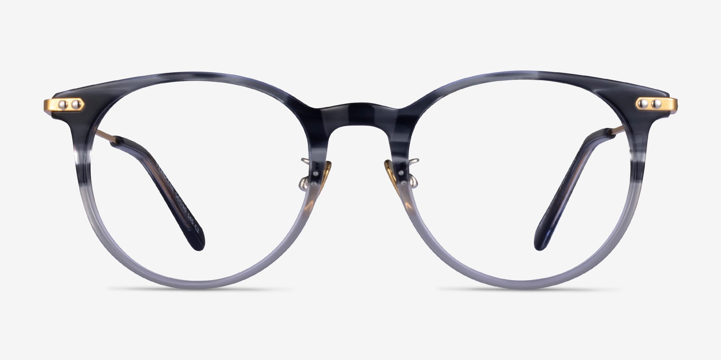 Francene Gray Striped Gold MétalMontures de lunettes de vue d'EyeBuyDirect, Vue de Face