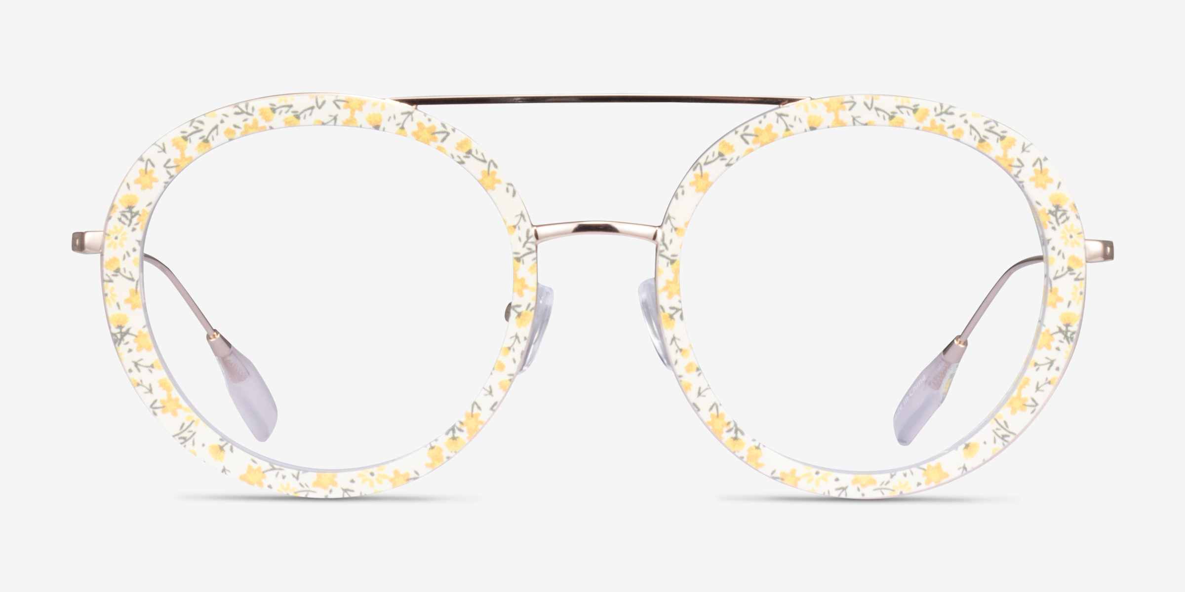 Plumeria Yellow Floral MétalMontures de lunettes de vue d'EyeBuyDirect, Vue de Face