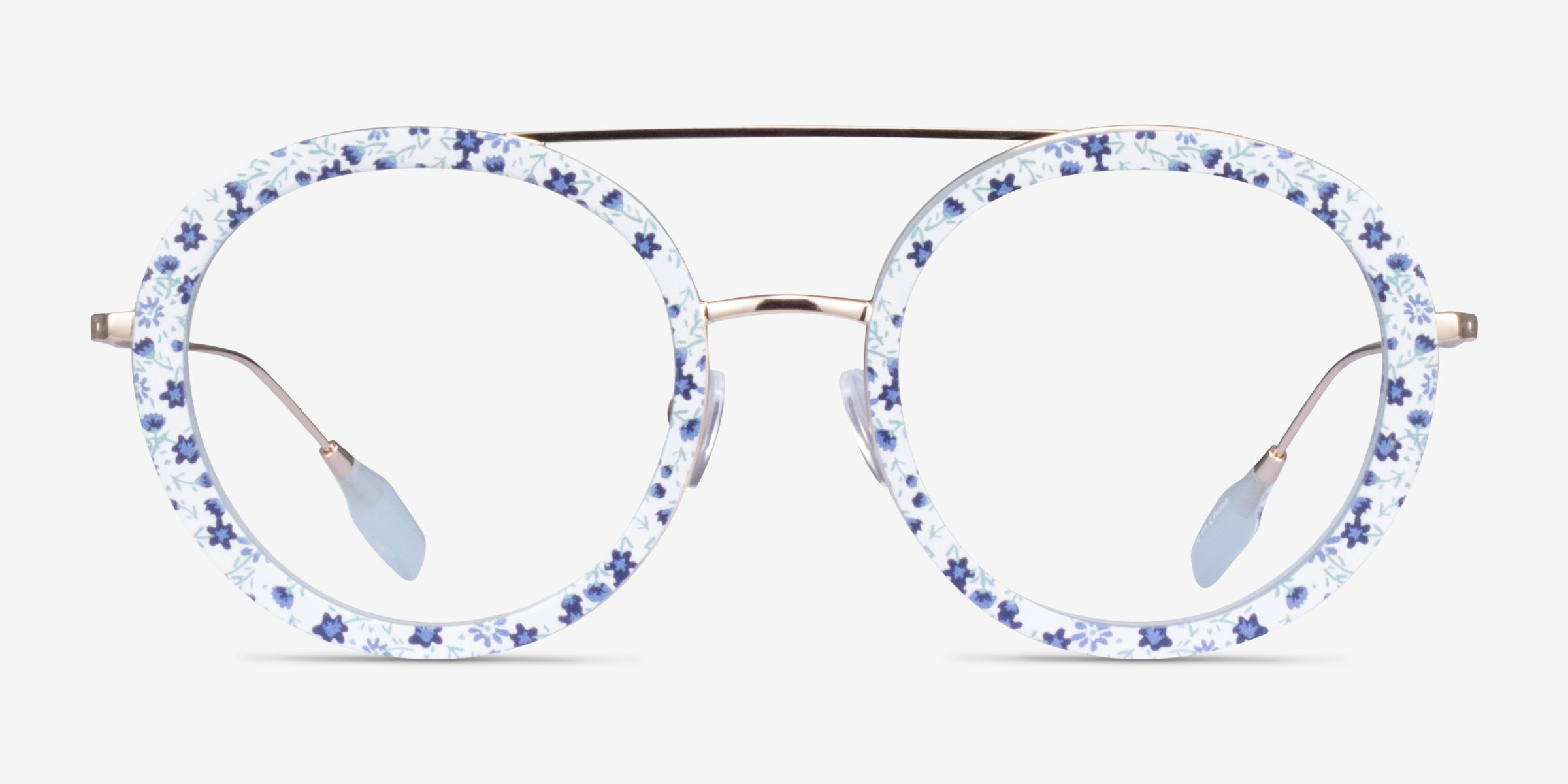 Plumeria Blue Floral MétalMontures de lunettes de vue d'EyeBuyDirect, Vue de Face
