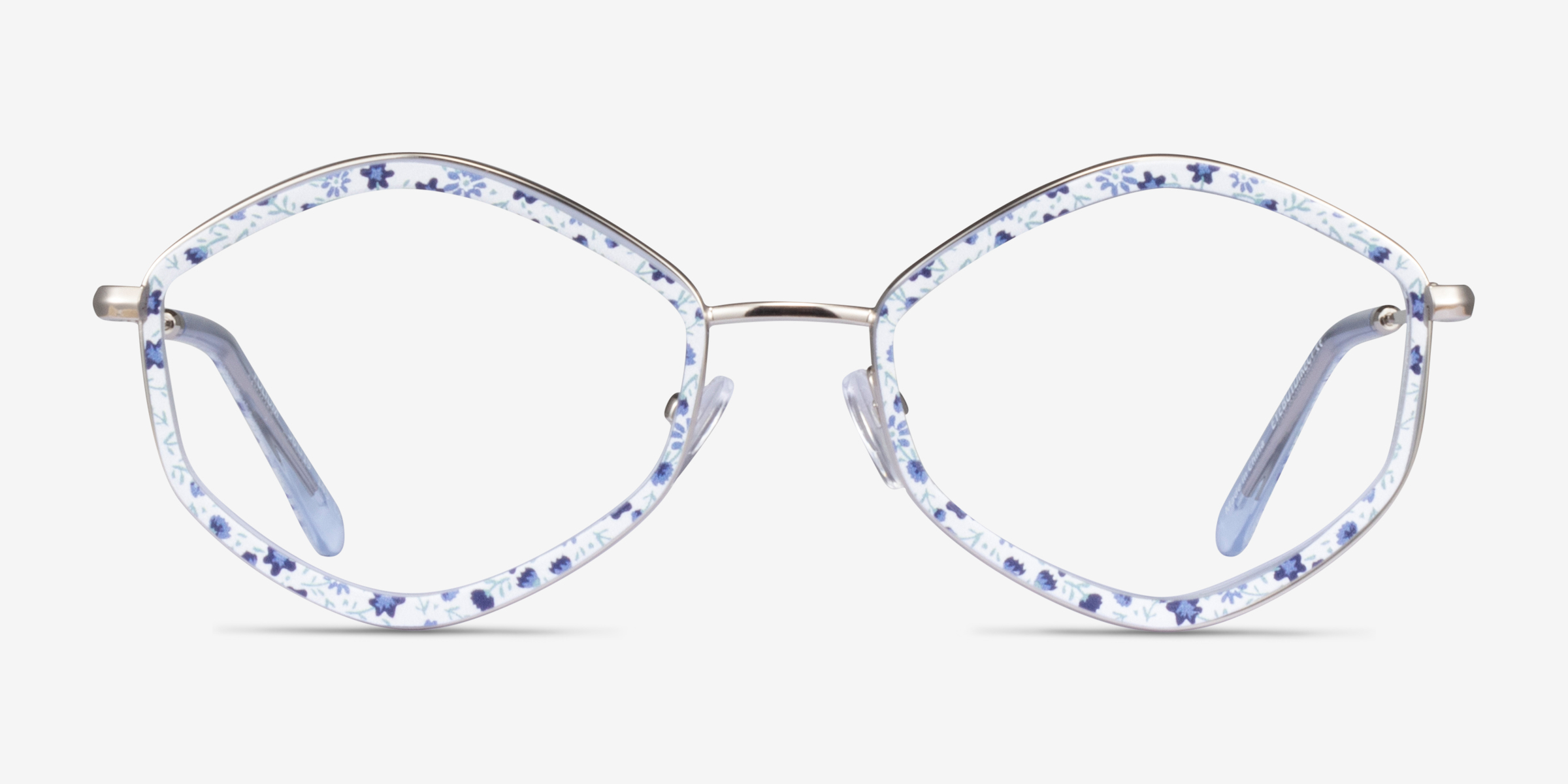 Folium Blue Floral MétalMontures de lunettes de vue d'EyeBuyDirect, Vue de Face