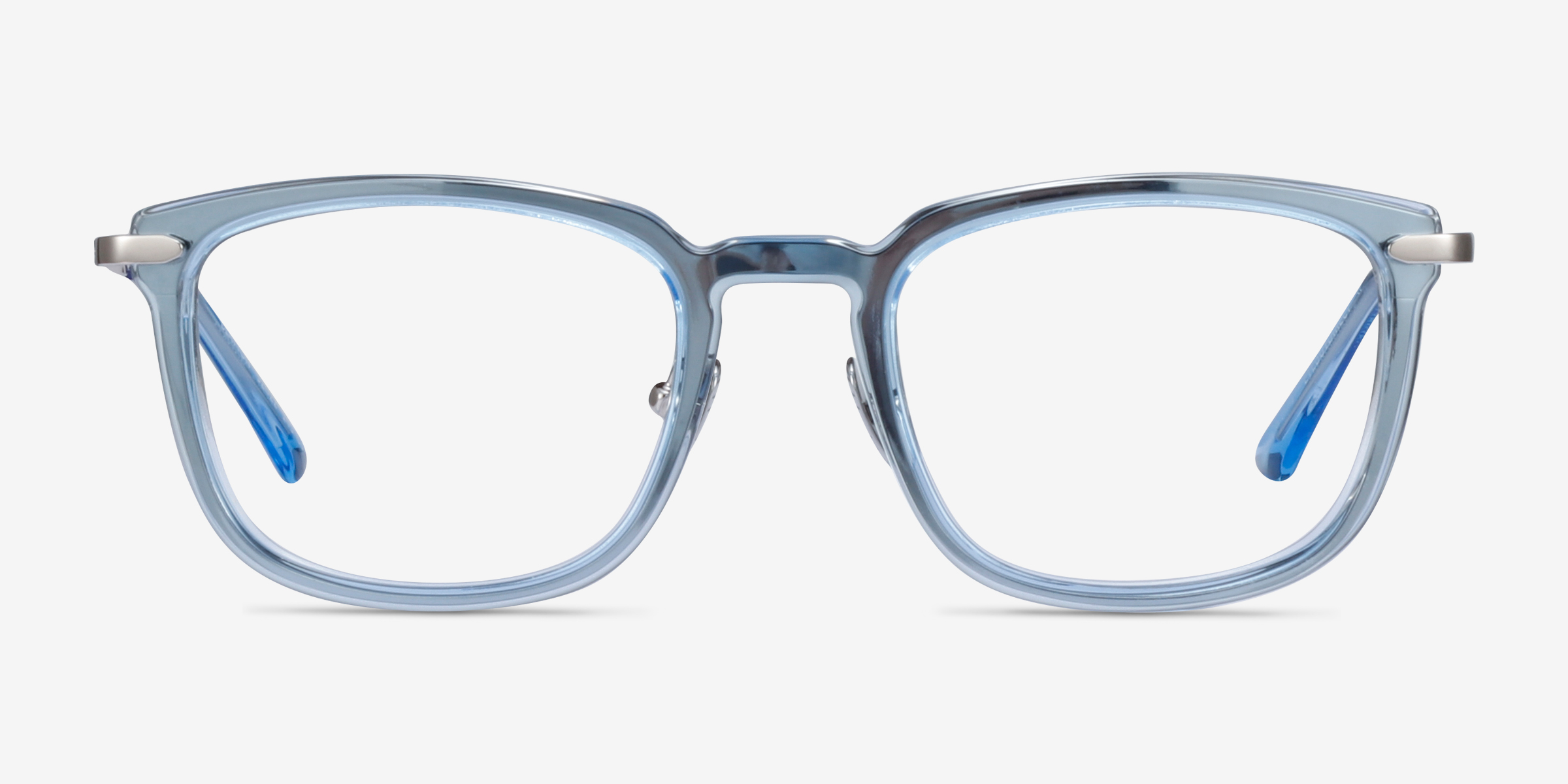 Clayton Clear Blue MétalMontures de lunettes de vue d'EyeBuyDirect, Vue de Face