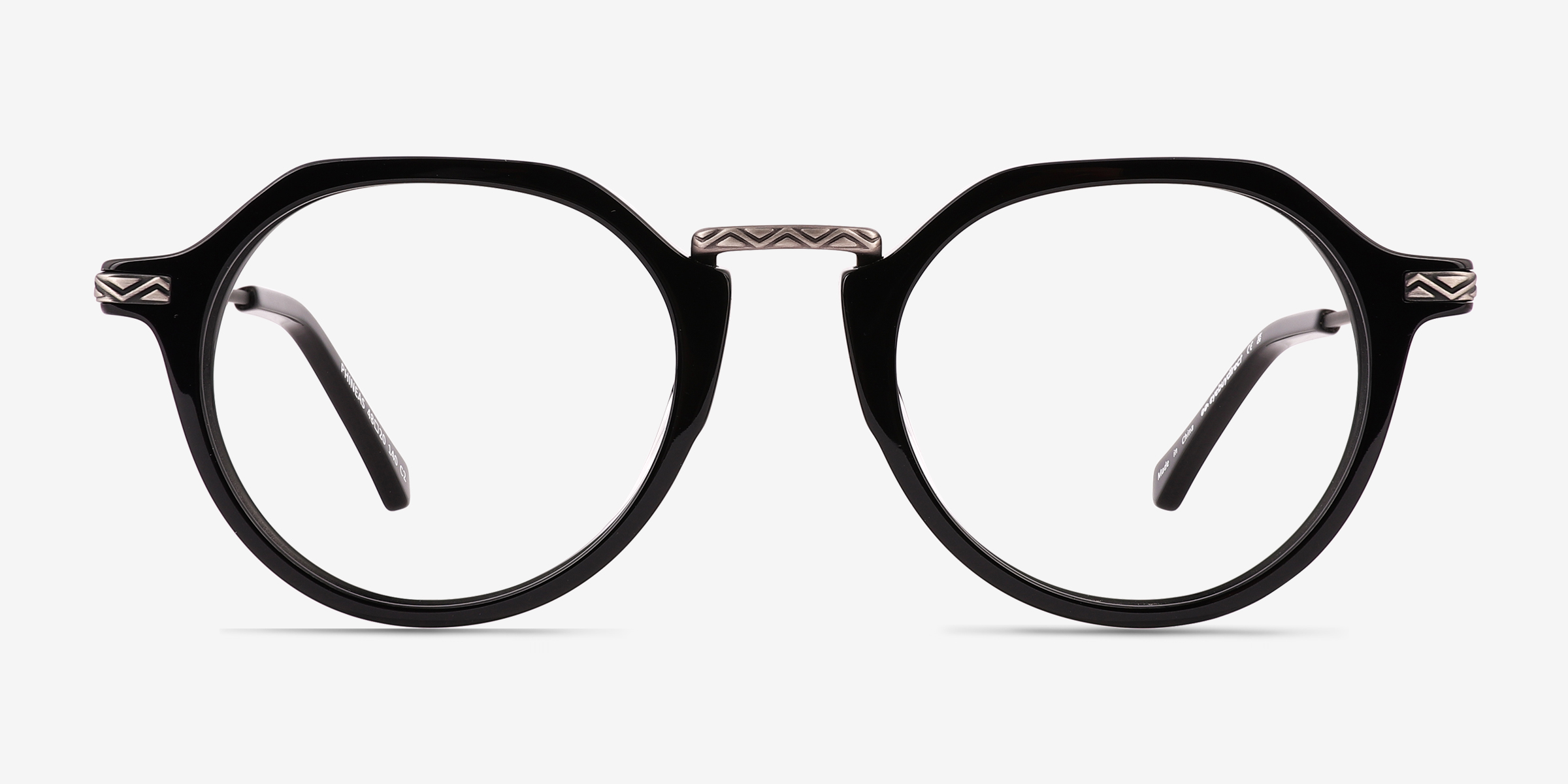 Phineas Noir MétalMontures de lunettes de vue d'EyeBuyDirect, Vue de Face