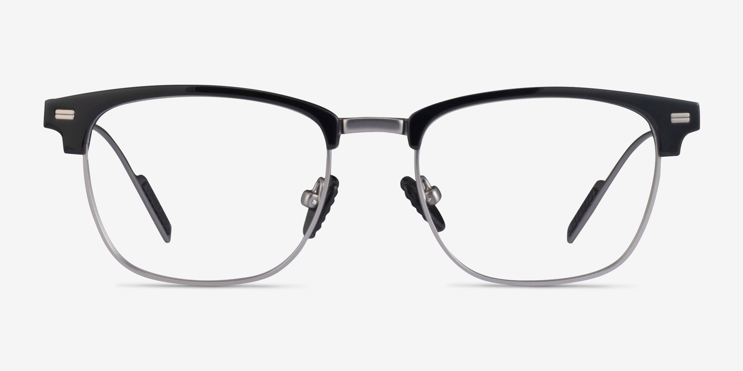 Charge Black Gunmetal Acetate-metalMontures de lunettes de vue d'EyeBuyDirect, Vue de Face