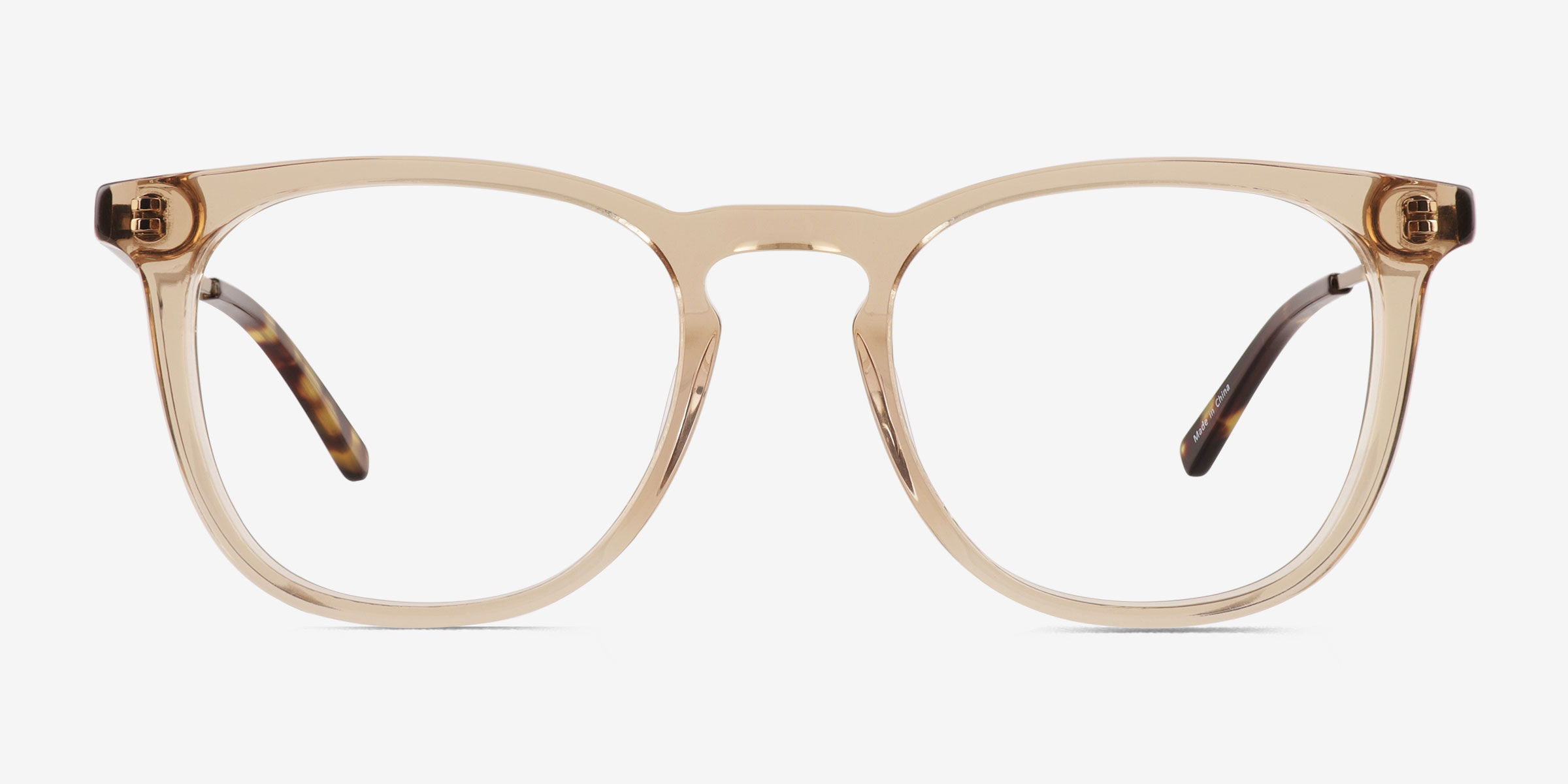 Vinyl Clear Light Brown MétalMontures de lunettes de vue d'EyeBuyDirect, Vue de Face