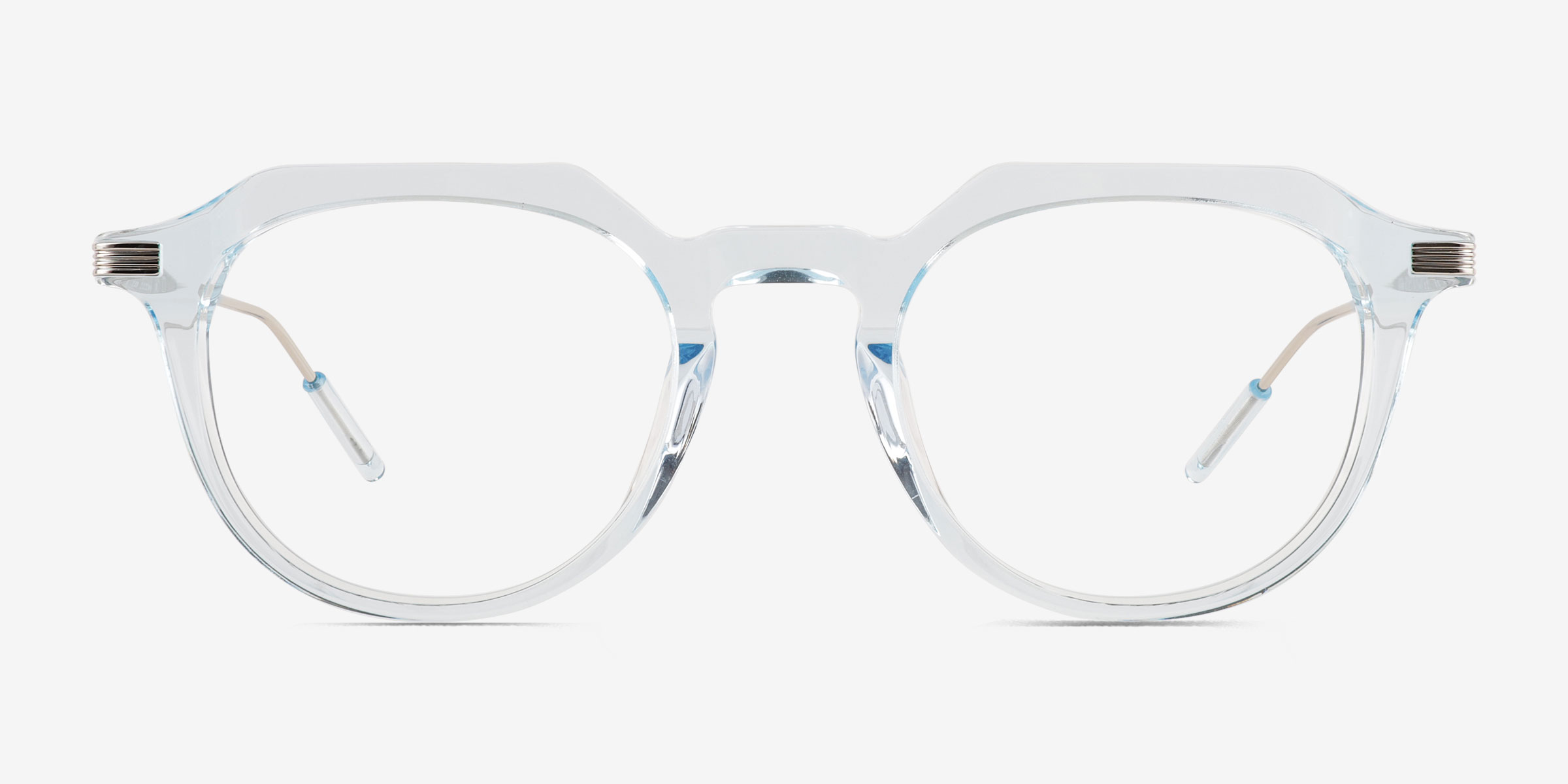 Chisle Clear Blue Silver MétalMontures de lunettes de vue d'EyeBuyDirect, Vue de Face