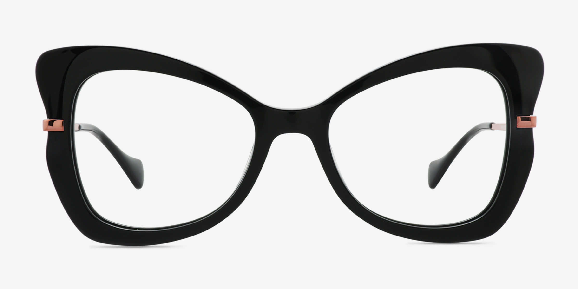 Swallowtail Noir MétalMontures de lunettes de vue d'EyeBuyDirect, Vue de Face