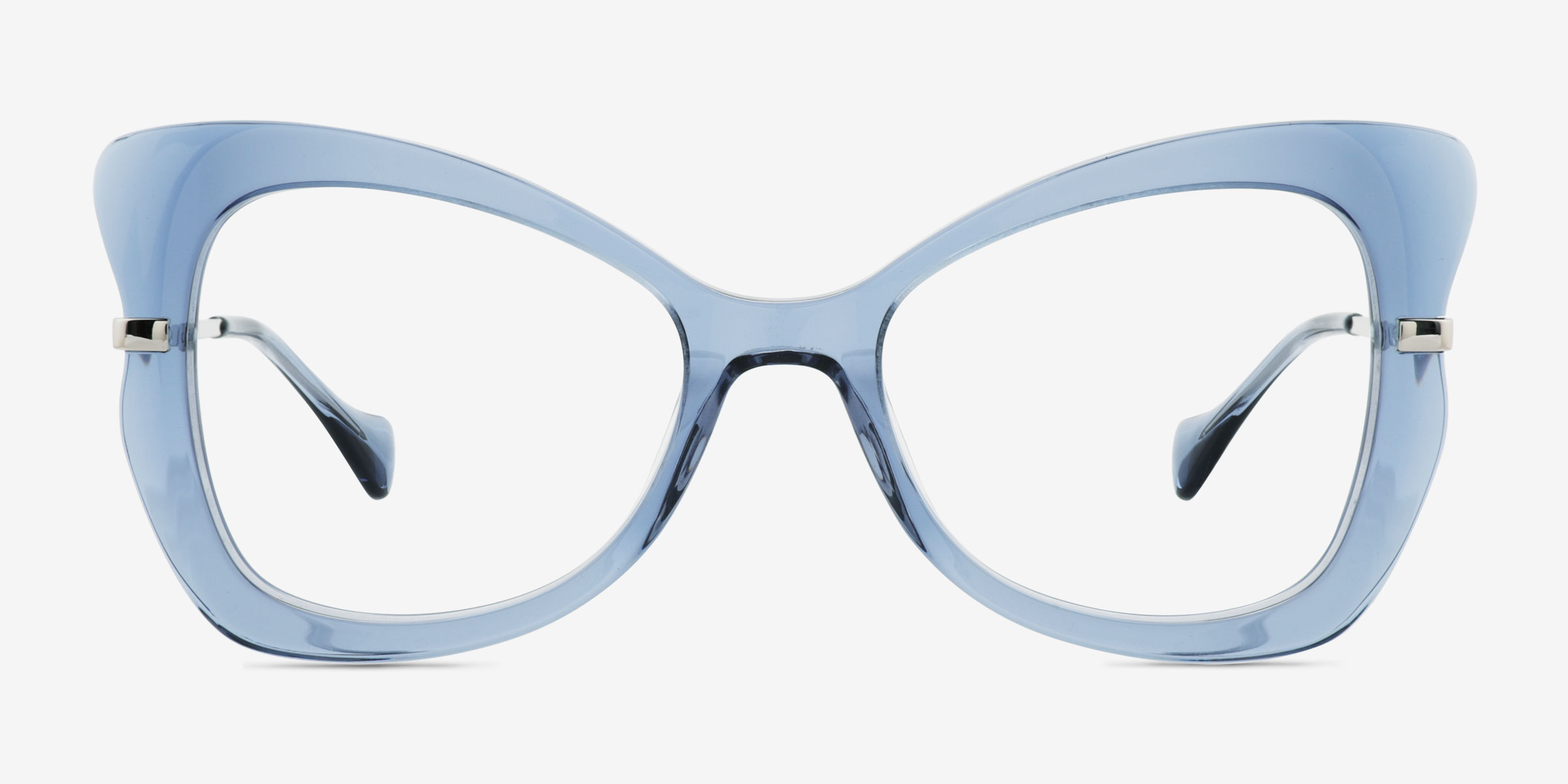 Swallowtail Bleu MétalMontures de lunettes de vue d'EyeBuyDirect, Vue de Face