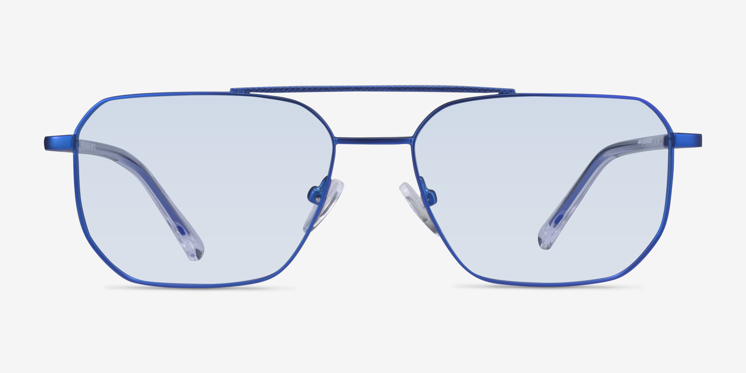 Pilot Matt Blue Shiny Clear MétalSoleil de Lunette de vue d'EyeBuyDirect, Vue de Face