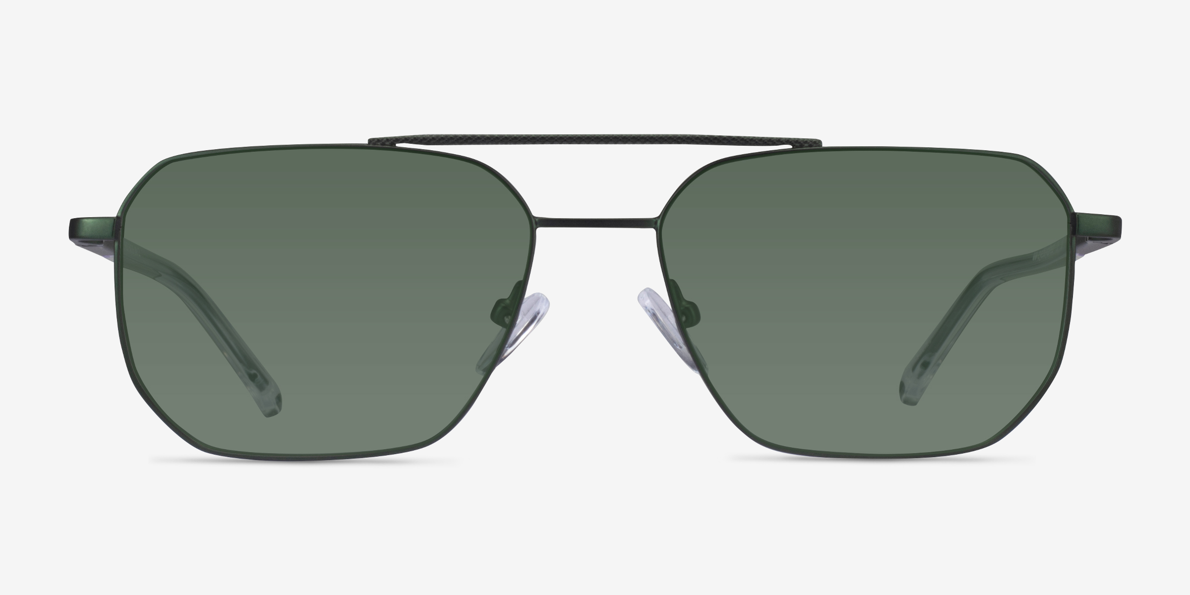 Pilot Matt Green Shiny Clear MétalSoleil de Lunette de vue d'EyeBuyDirect, Vue de Face