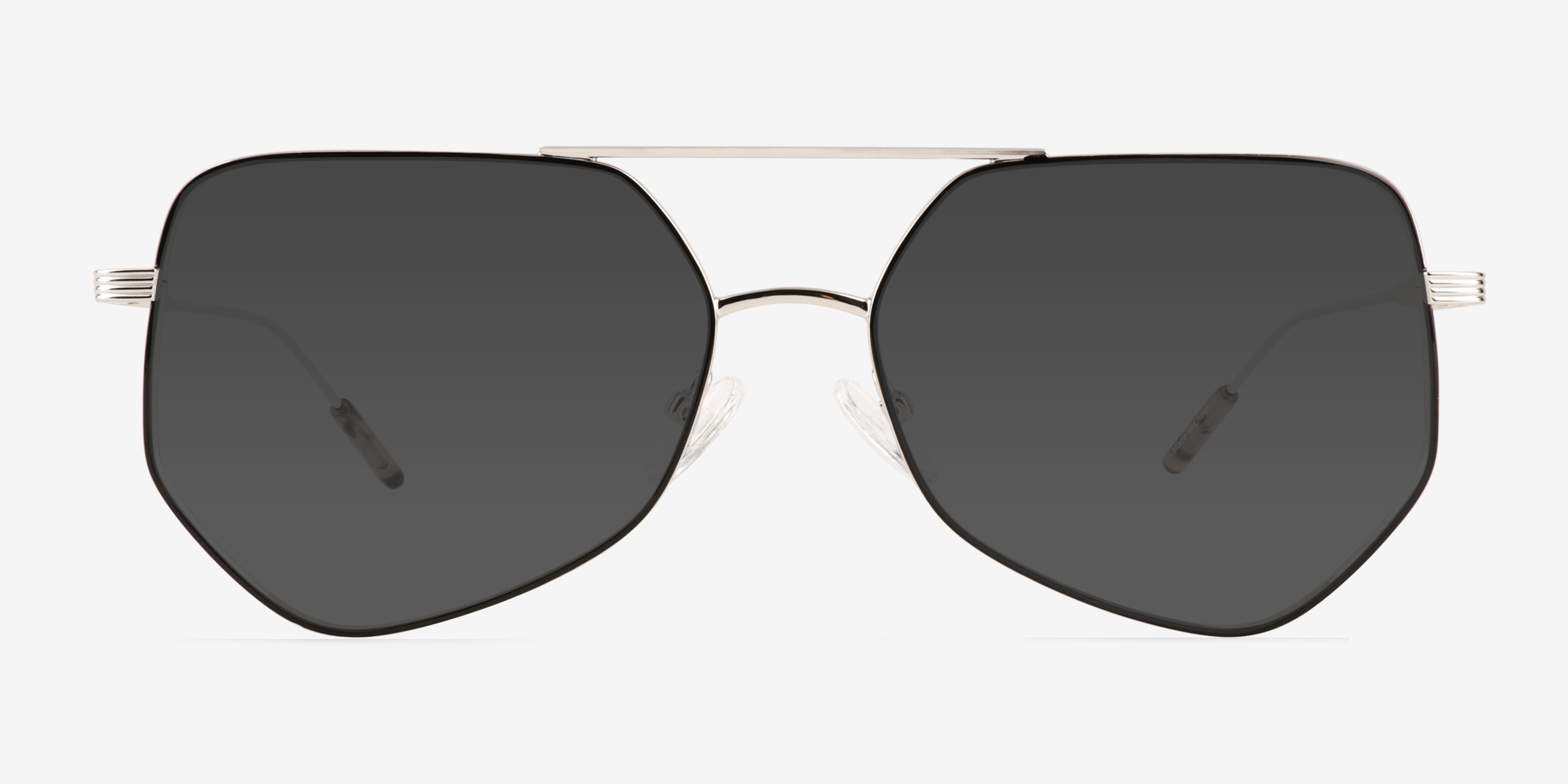 Ryan Black Silver MétalSoleil de Lunette de vue d'EyeBuyDirect, Vue de Face