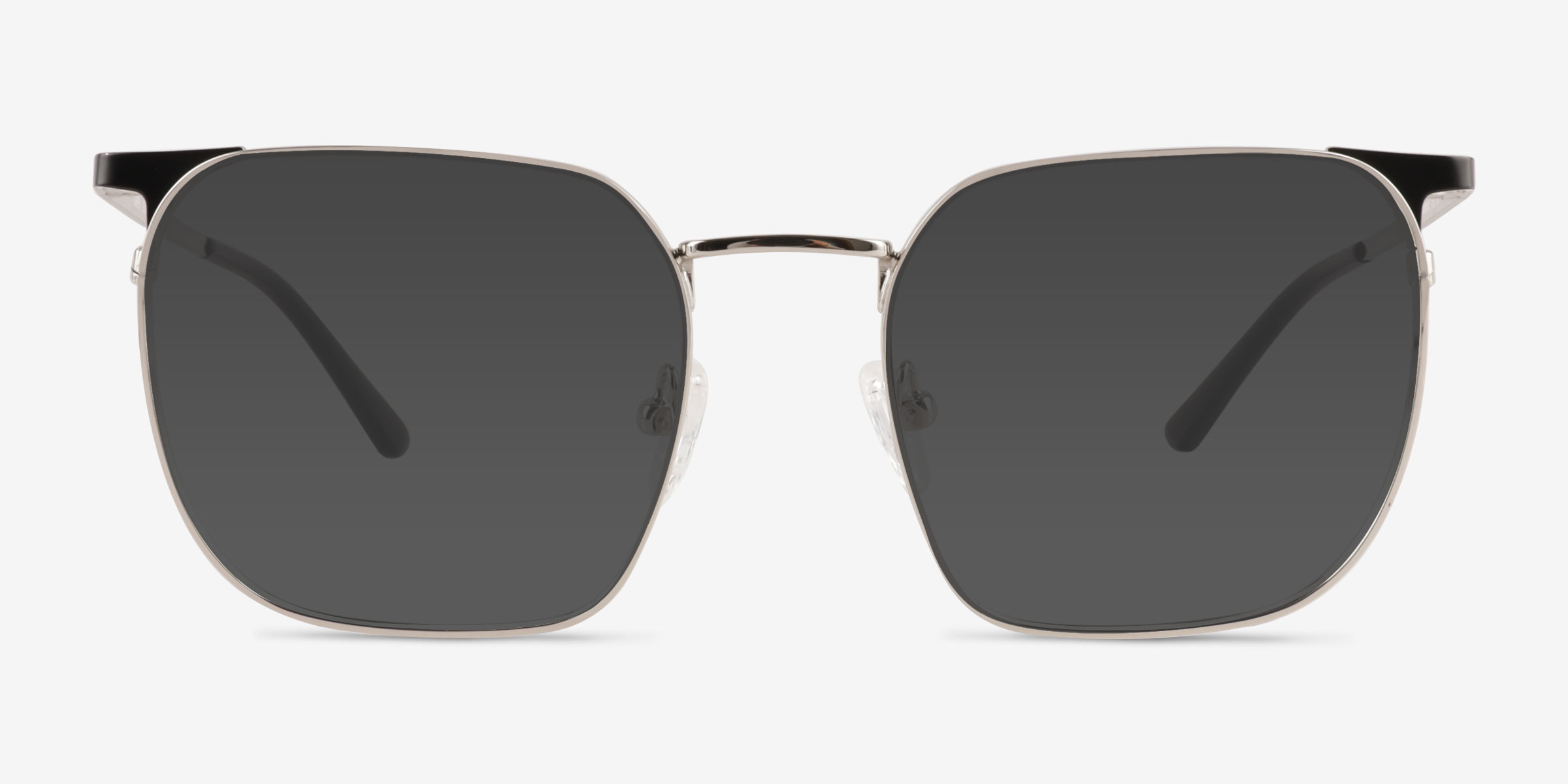 Grey Shiny Silver Black MétalSoleil de Lunette de vue d'EyeBuyDirect, Vue de Face