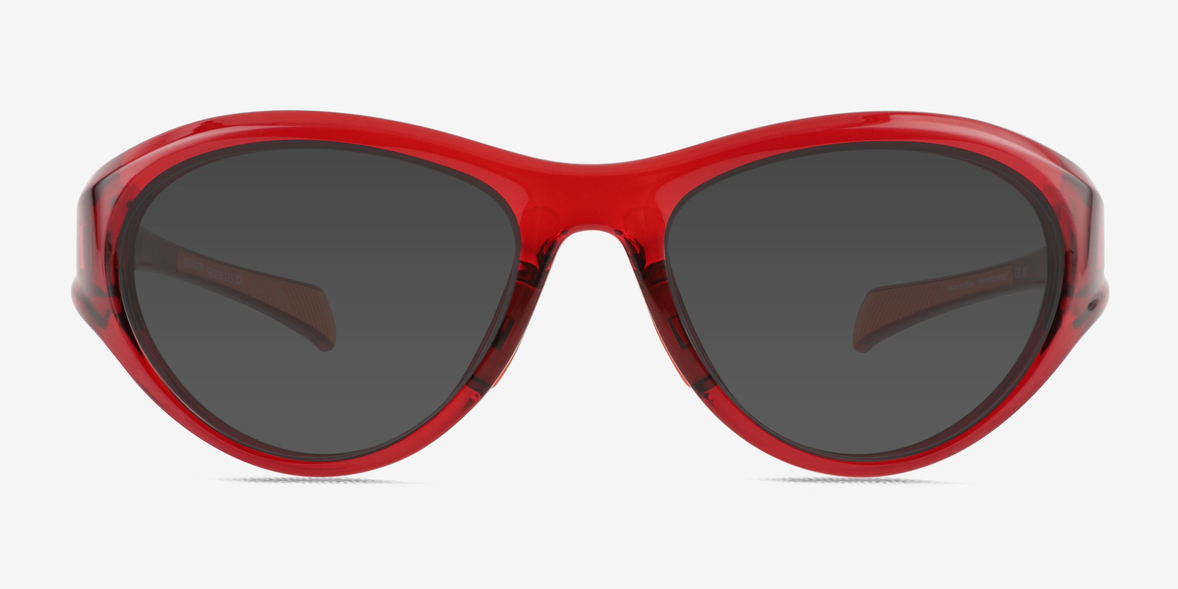 Bedrock Clear Red PlastiqueSoleil de Lunette de vue d'EyeBuyDirect, Vue de Face