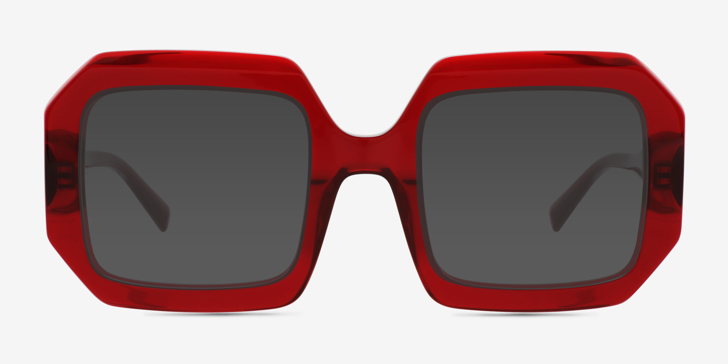 Cyrille Rouge AcétateSoleil de Lunette de vue d'EyeBuyDirect, Vue de Face