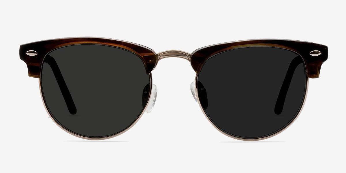 The Hamptons Brown Golden Acetate-metalSoleil de Lunette de vue d'EyeBuyDirect, Vue de Face