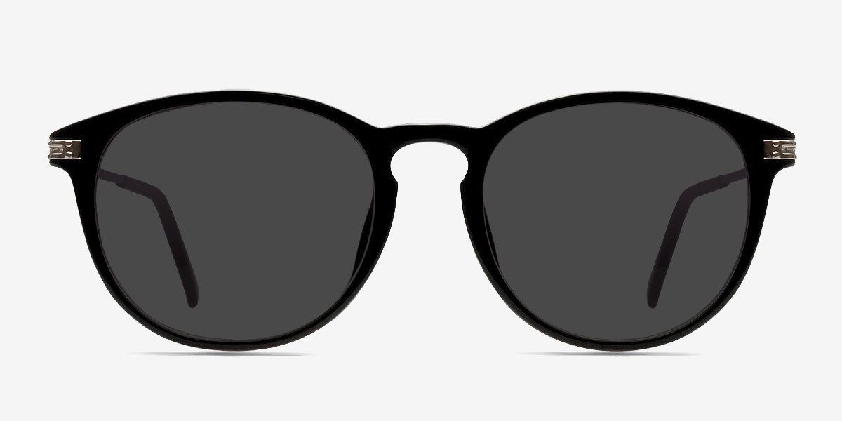 Monroe Black Silver Plastic-metalSoleil de Lunette de vue d'EyeBuyDirect, Vue de Face