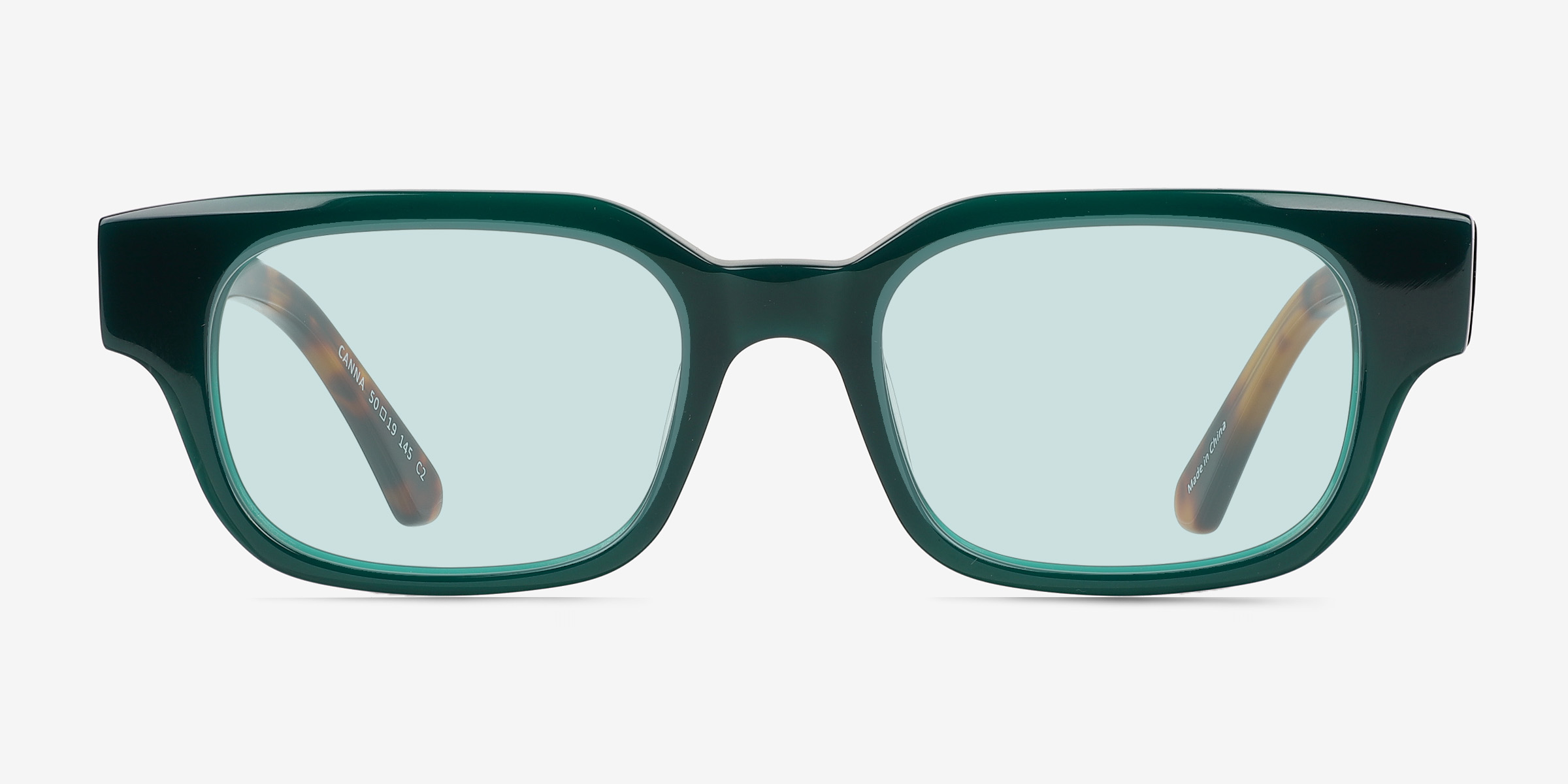 Canna Vert Éco-responsableSoleil de Lunette de vue d'EyeBuyDirect, Vue de Face