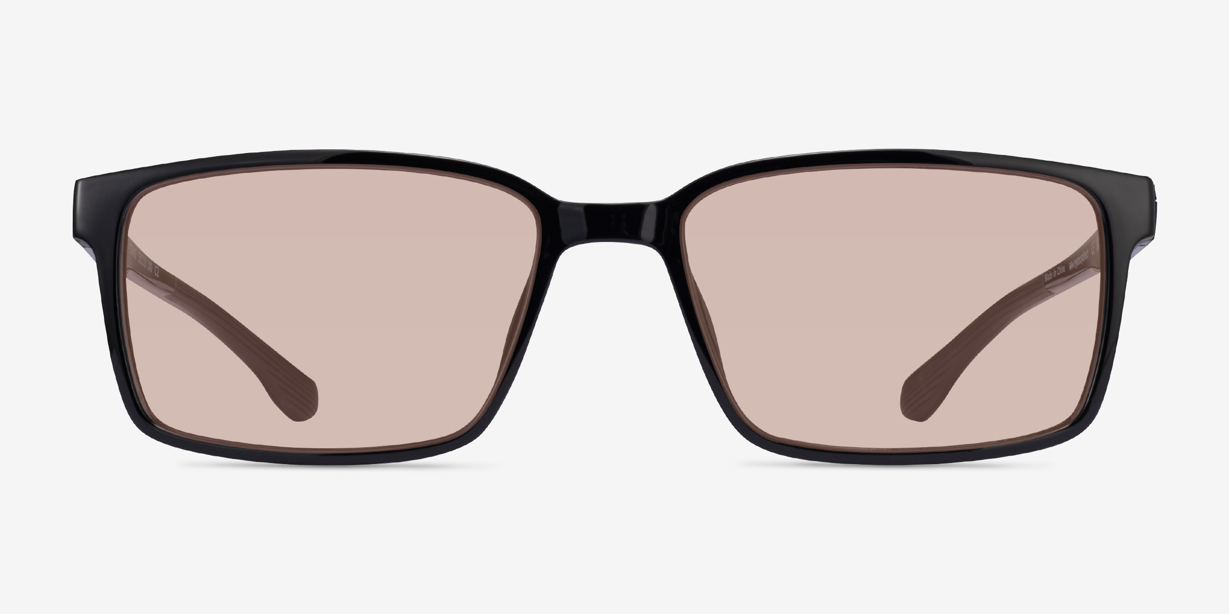 Strive Shiny Black PlastiqueSoleil de Lunette de vue d'EyeBuyDirect, Vue de Face