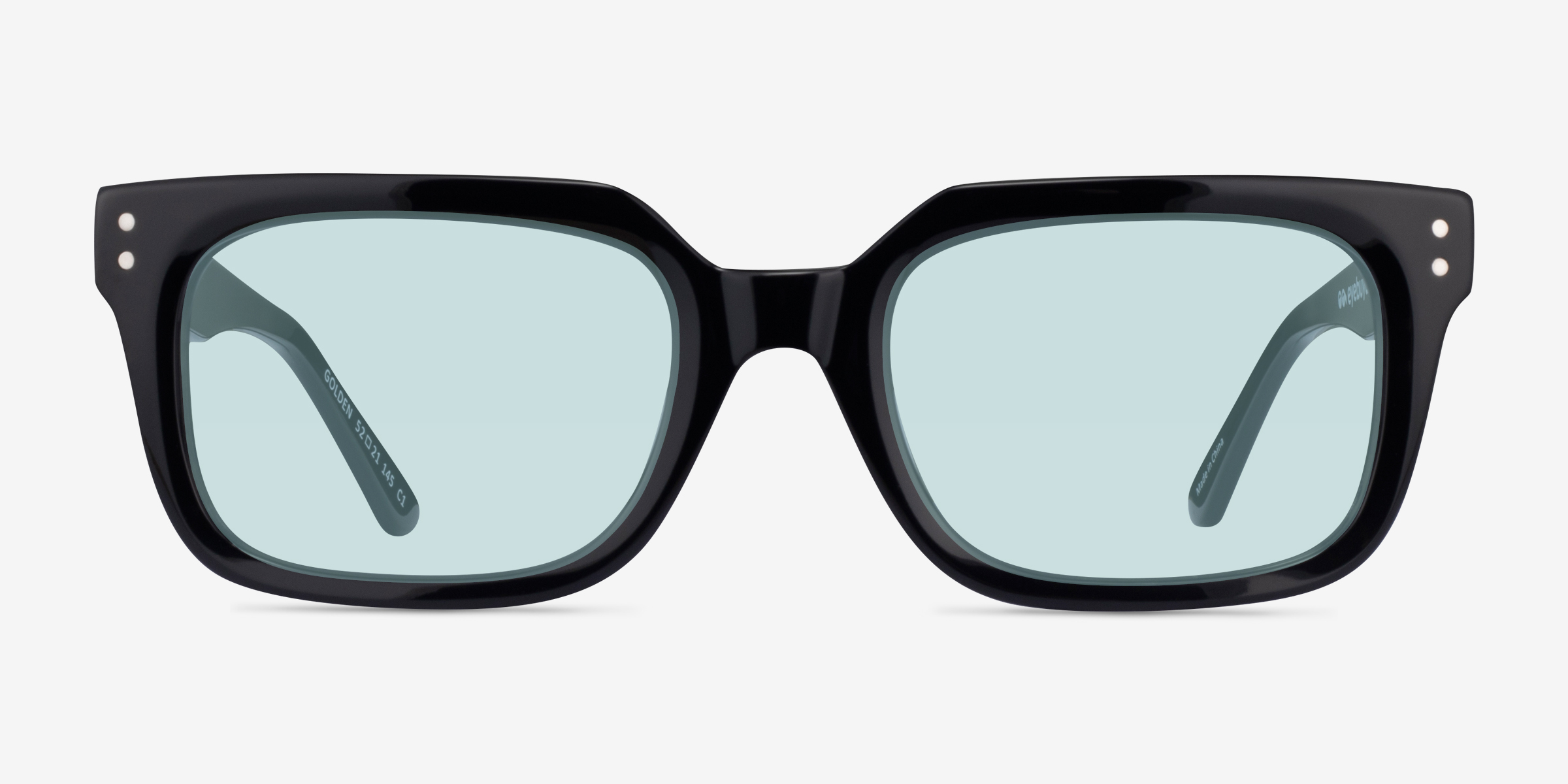 Golden Shiny Black AcétateSoleil de Lunette de vue d'EyeBuyDirect, Vue de Face