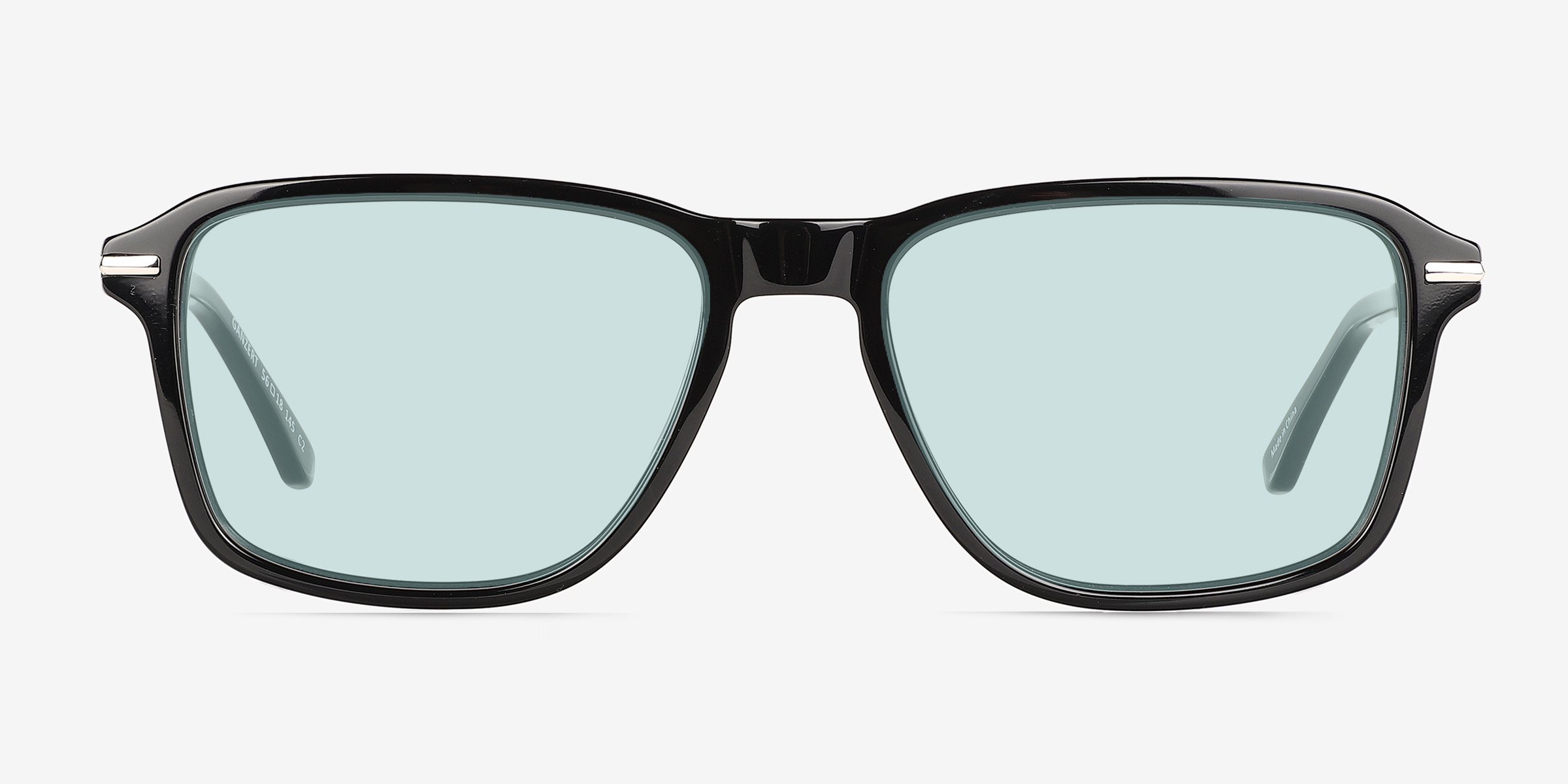 Ganzert Noir AcétateSoleil de Lunette de vue d'EyeBuyDirect, Vue de Face