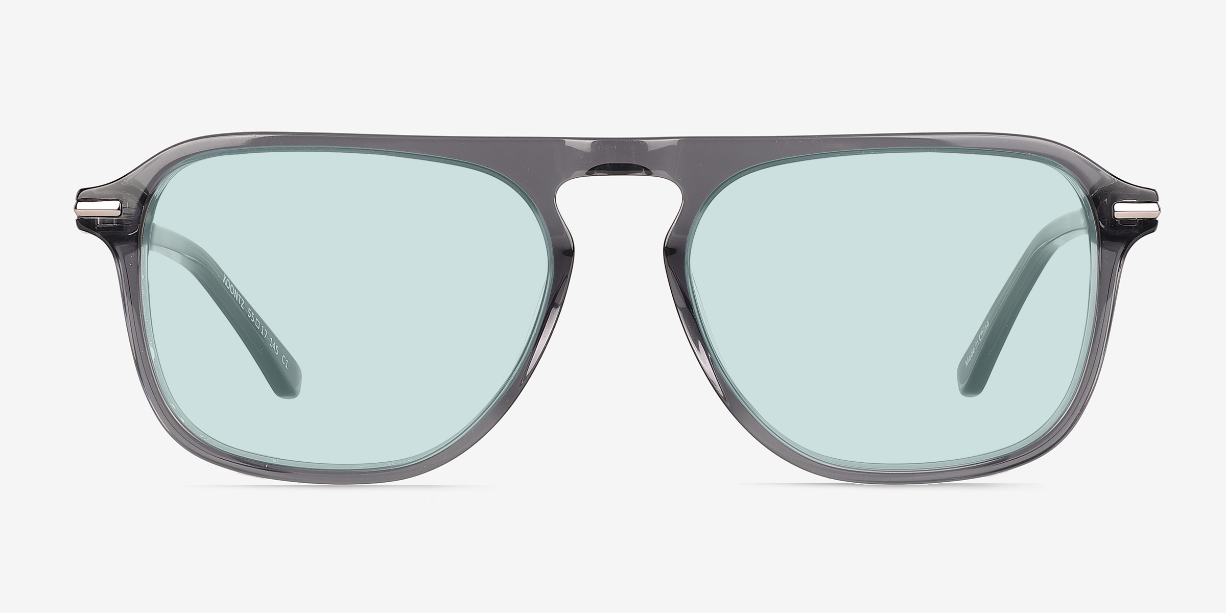 Koontz Crystal Gray AcétateSoleil de Lunette de vue d'EyeBuyDirect, Vue de Face
