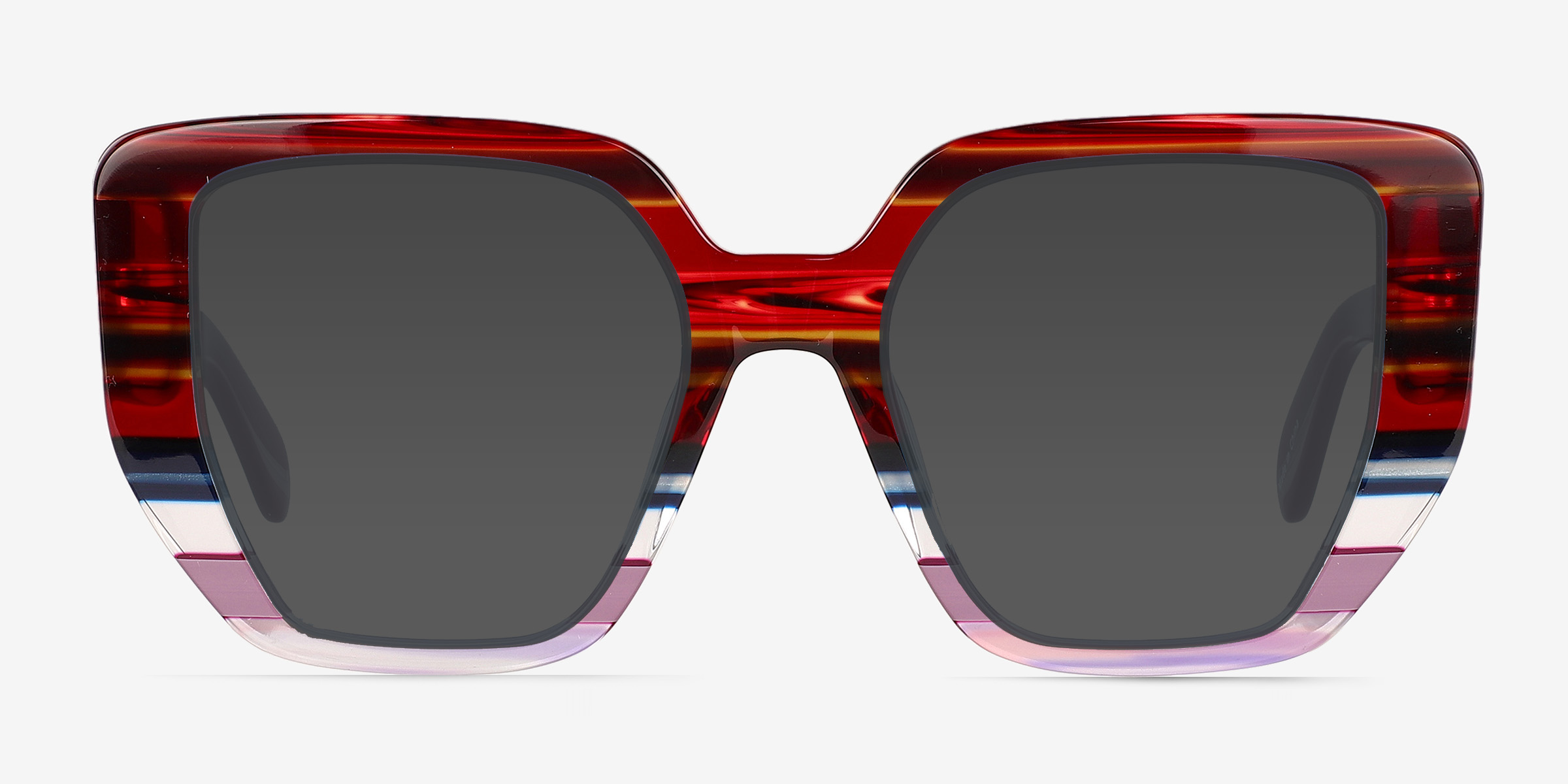 Glowing Purple Striped AcétateSoleil de Lunette de vue d'EyeBuyDirect, Vue de Face