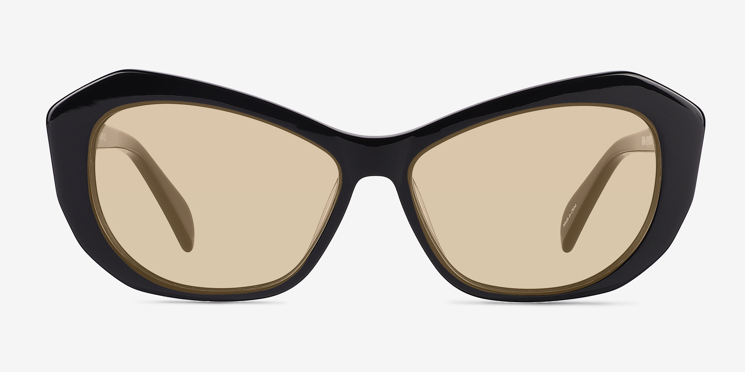 Cha Cha Solid Black AcétateSoleil de Lunette de vue d'EyeBuyDirect, Vue de Face