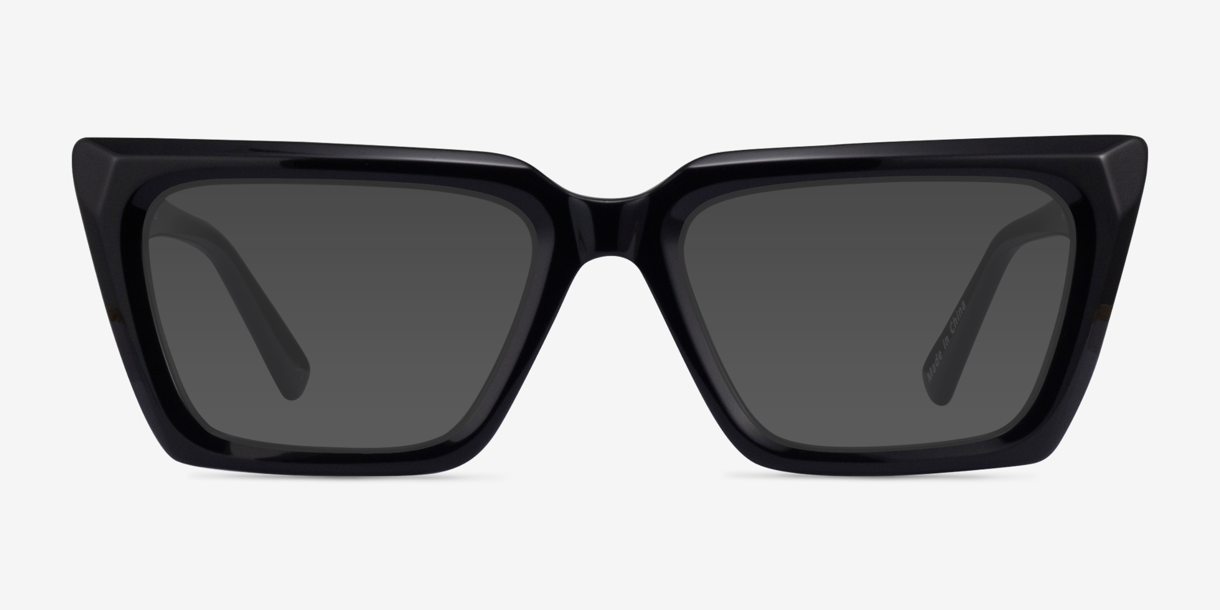 Yara Noir Éco-responsableSoleil de Lunette de vue d'EyeBuyDirect, Vue de Face