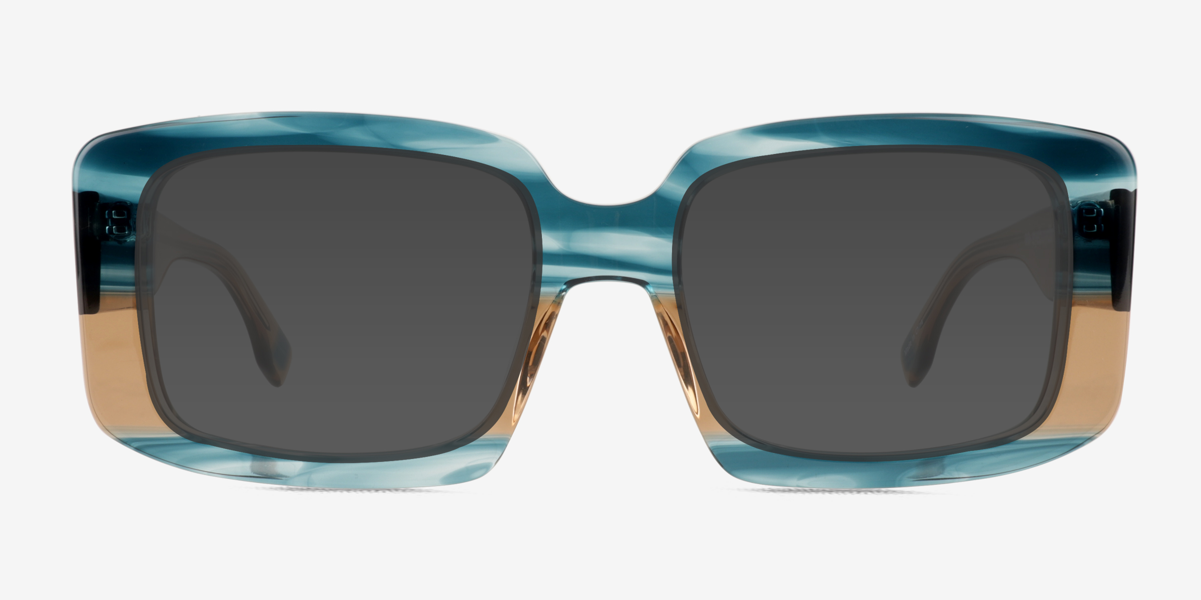 Colby Striped Blue Brown AcétateSoleil de Lunette de vue d'EyeBuyDirect, Vue de Face